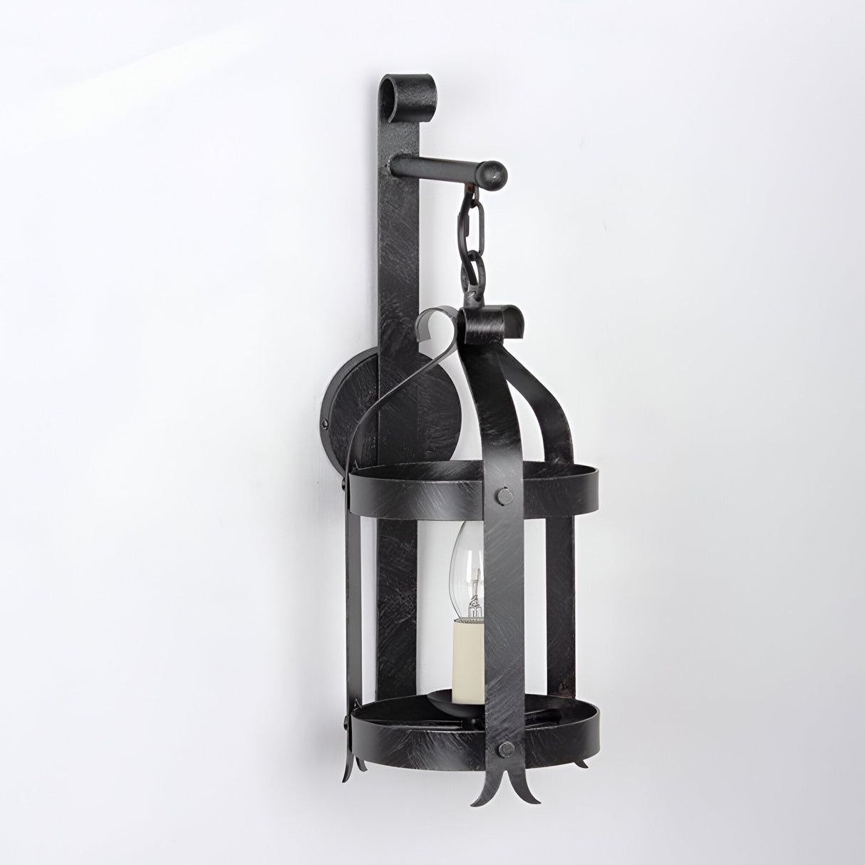 Vellum 1 Light Iron Wall Lantern Light - Antique Black