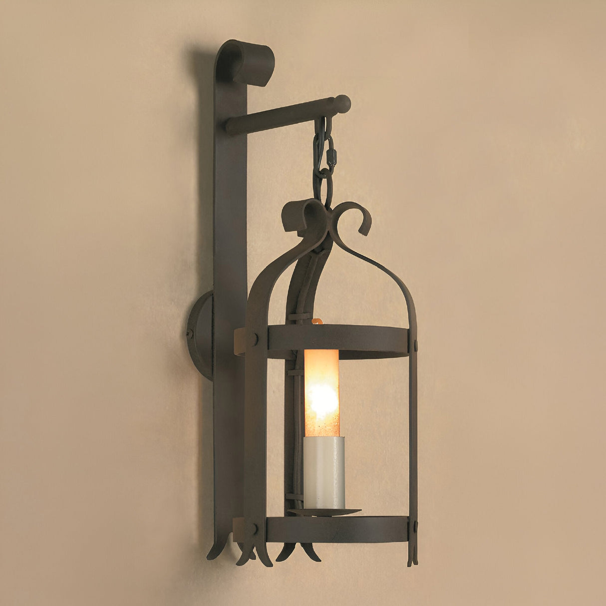 Vellum 1 Light Iron Wall Lantern Light - Aged Bronze