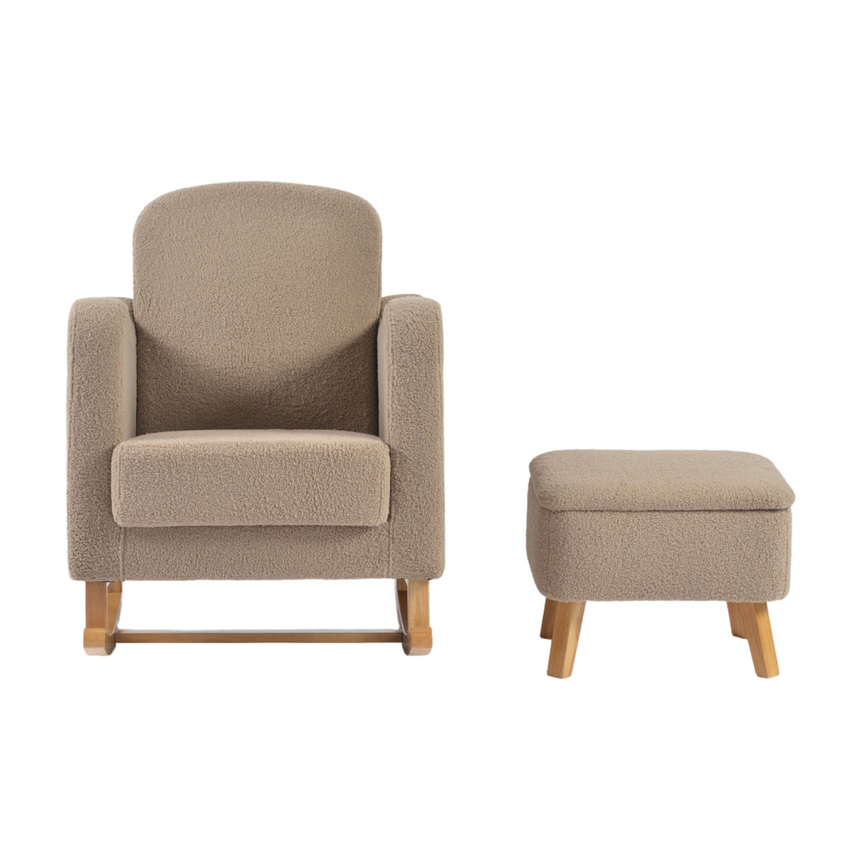 Soother Rocking Nursing Chair & Footstool Set - Biscuit