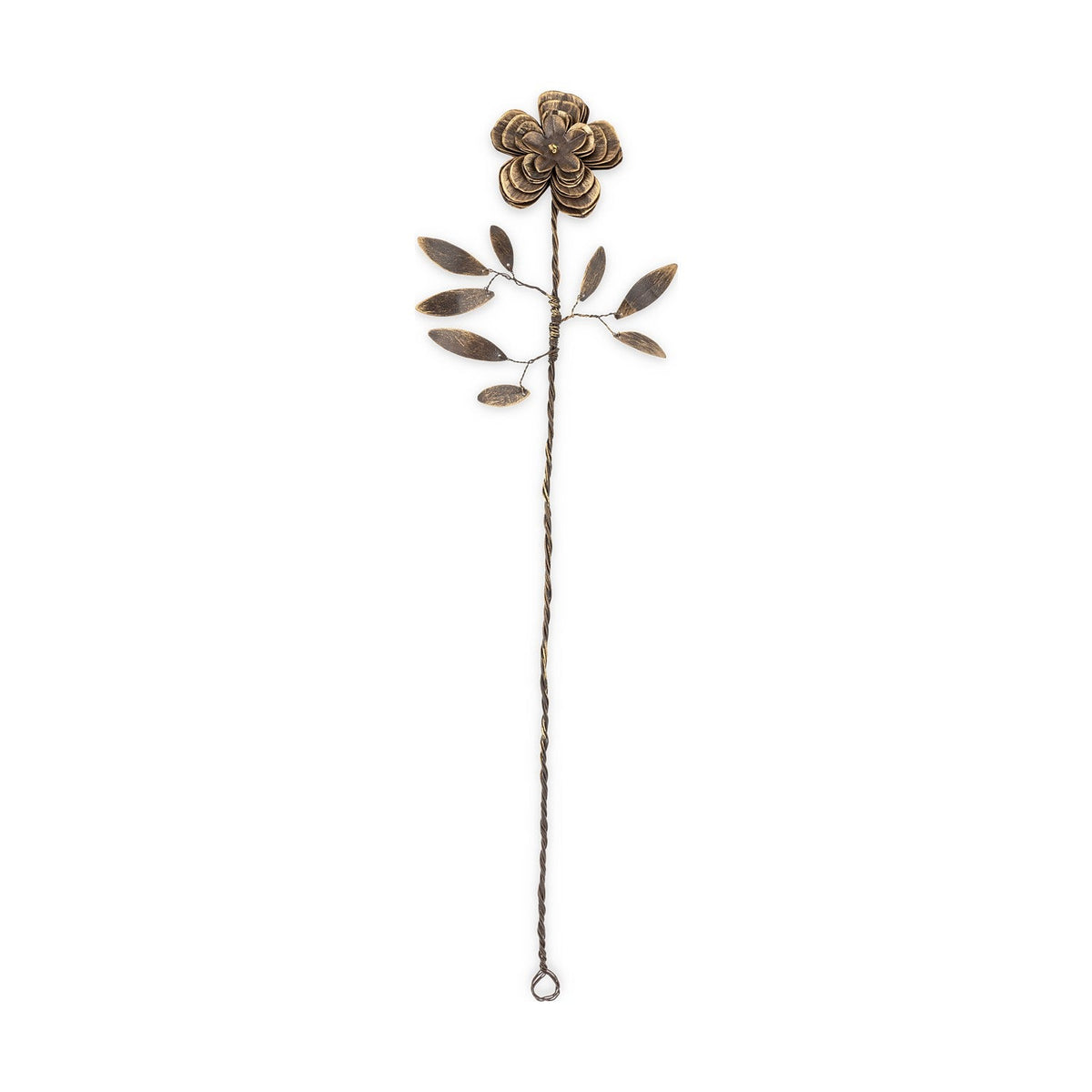 Svara Rose Iron Faux Flower Stem - Antique Brass