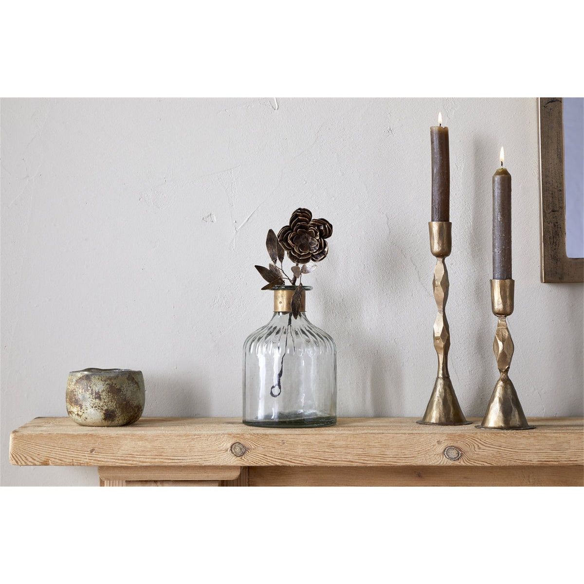 Svara Rose Iron Faux Flower Stem - Antique Brass