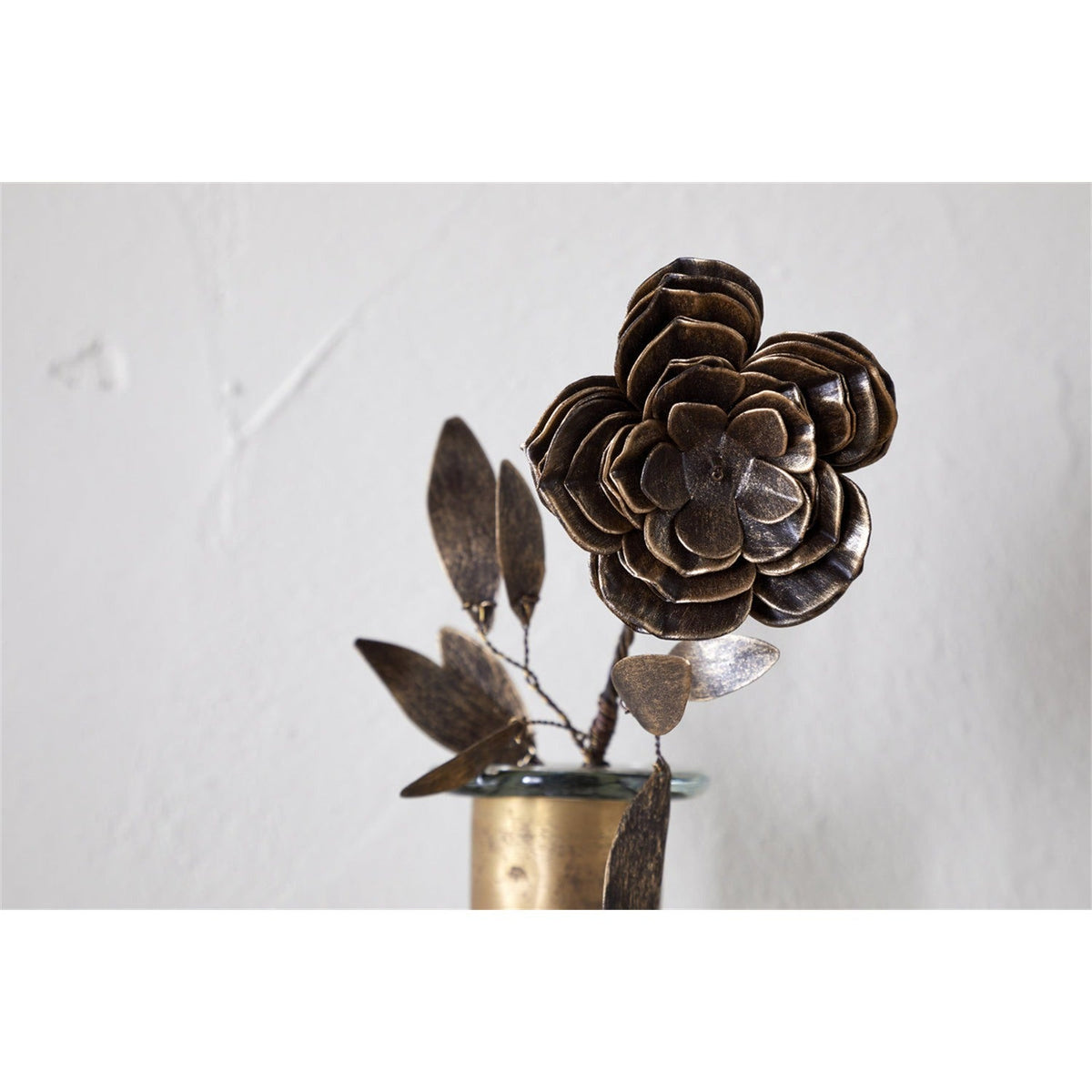 Svara Rose Iron Faux Flower Stem - Antique Brass