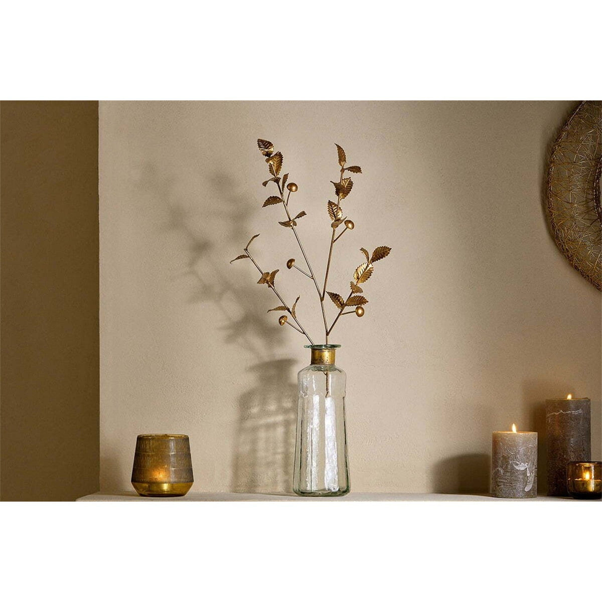 San Foliage Faux Flower Stem - Antique Brass