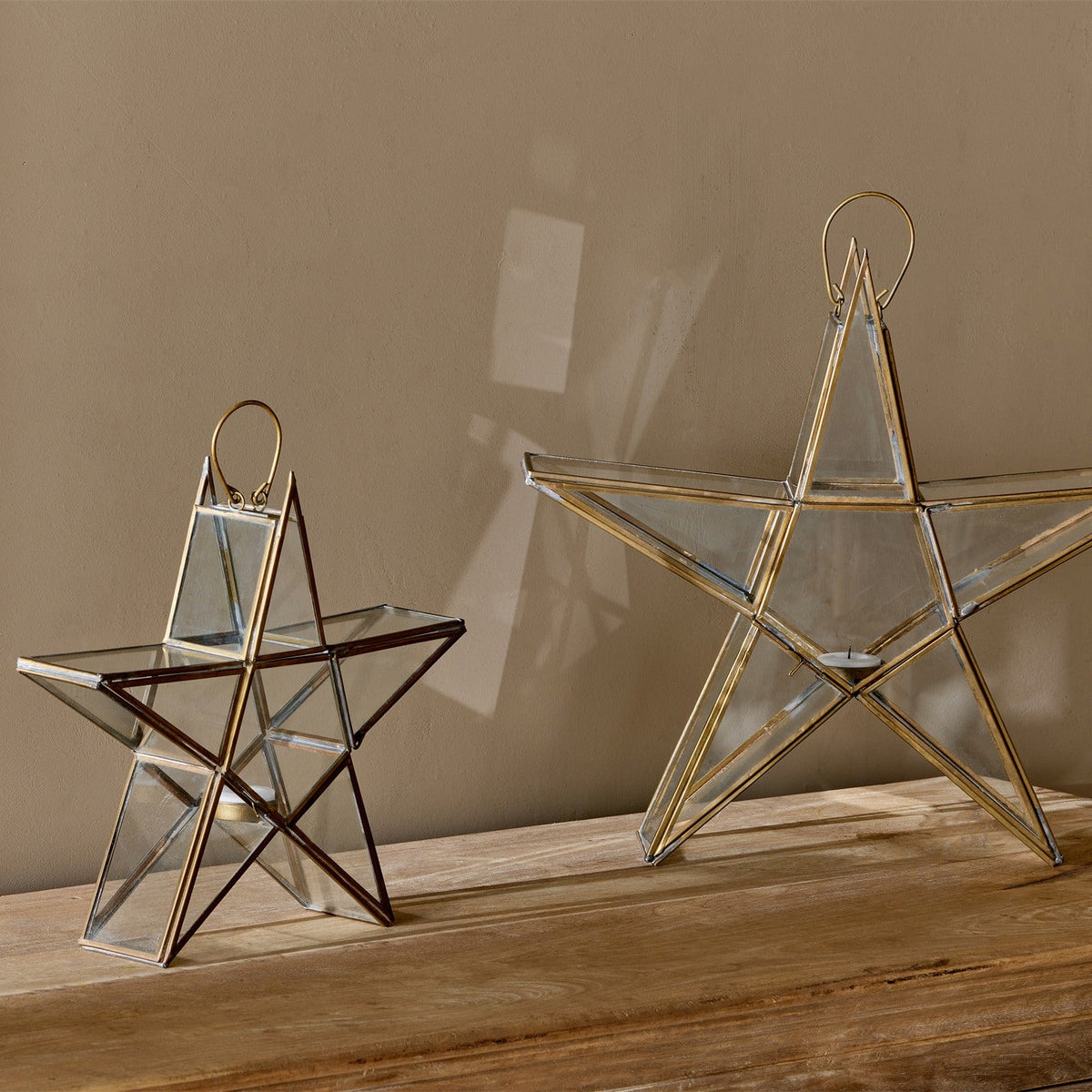 Sanwi Medium Star Christmas Candle Holder - Antique Brass
