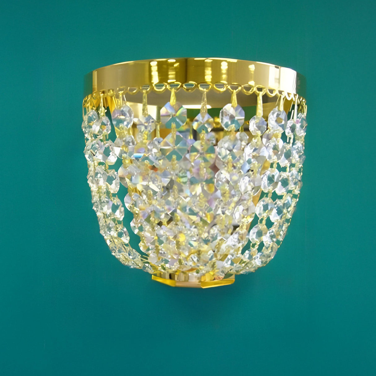 Essenra 1 Light Gold Plated Strass Wall Light - Gold
