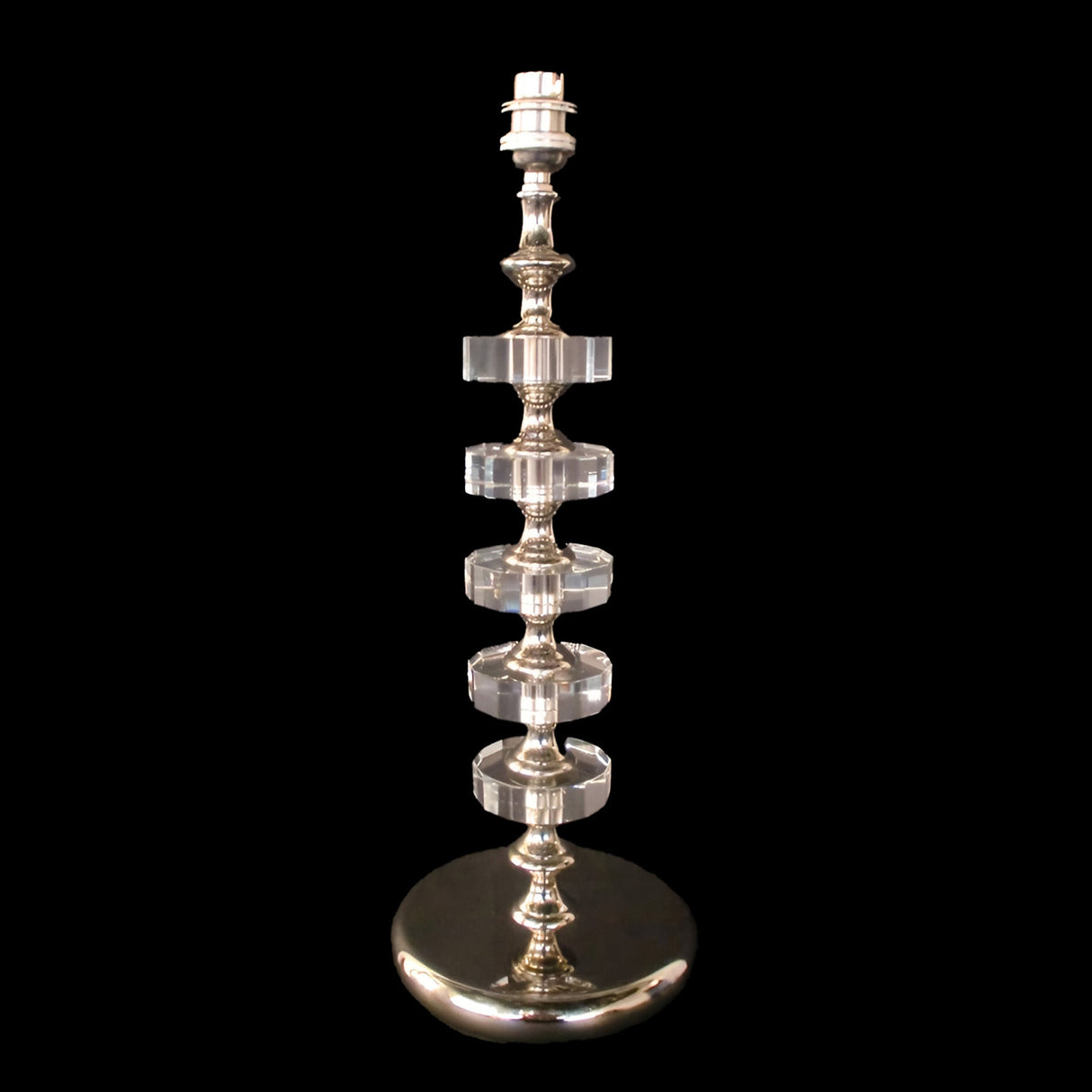 Bostin 1 Light Tiered Ring Crystal Table Lamp - Nickel