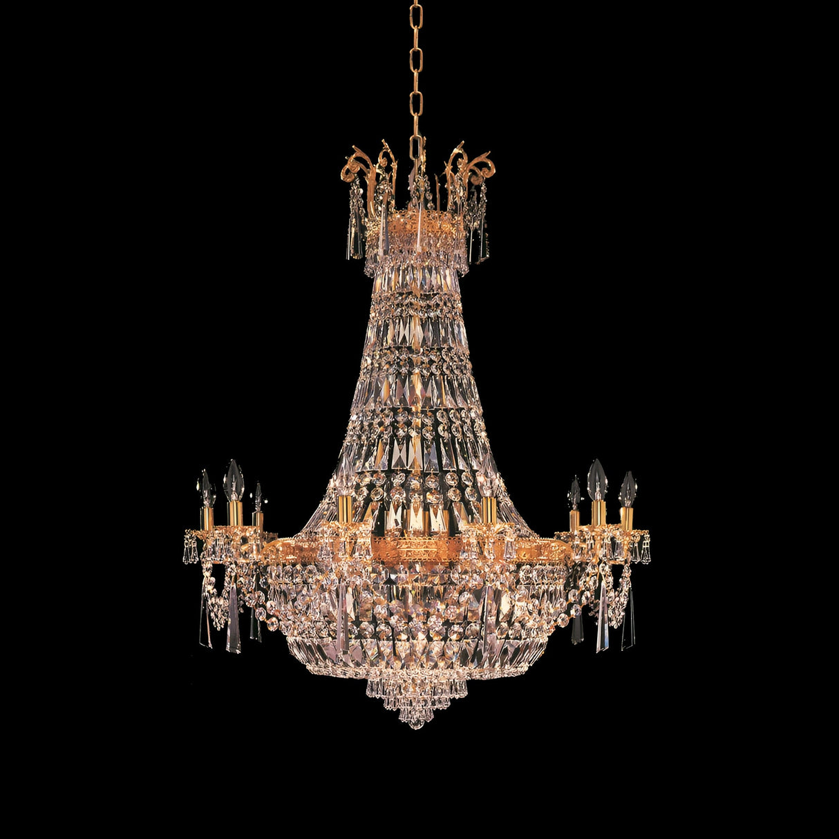 Berrin 14 Gold Plated Strass Lead Crystal Chandelier - Gold