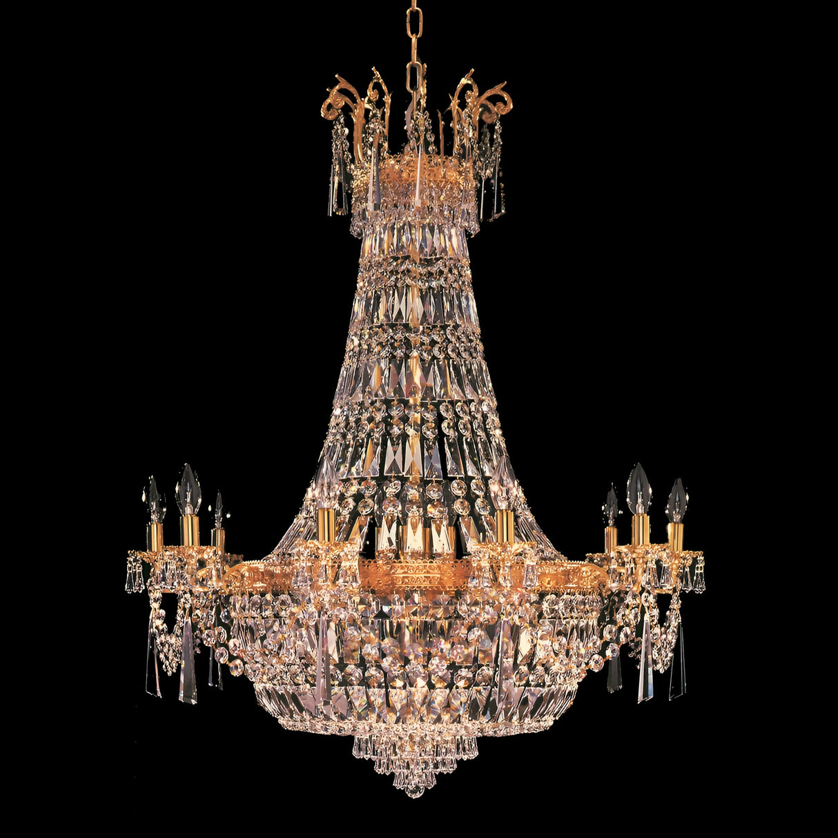 Berrin 24 Gold Plated Strass Lead Crystal Chandelier - Gold