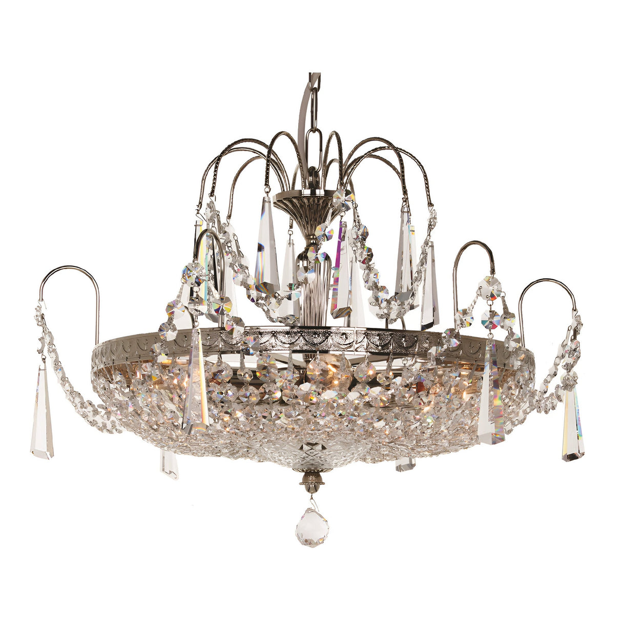 Roston 6 Light Lead Strass Crystal Chandelier - Nickel