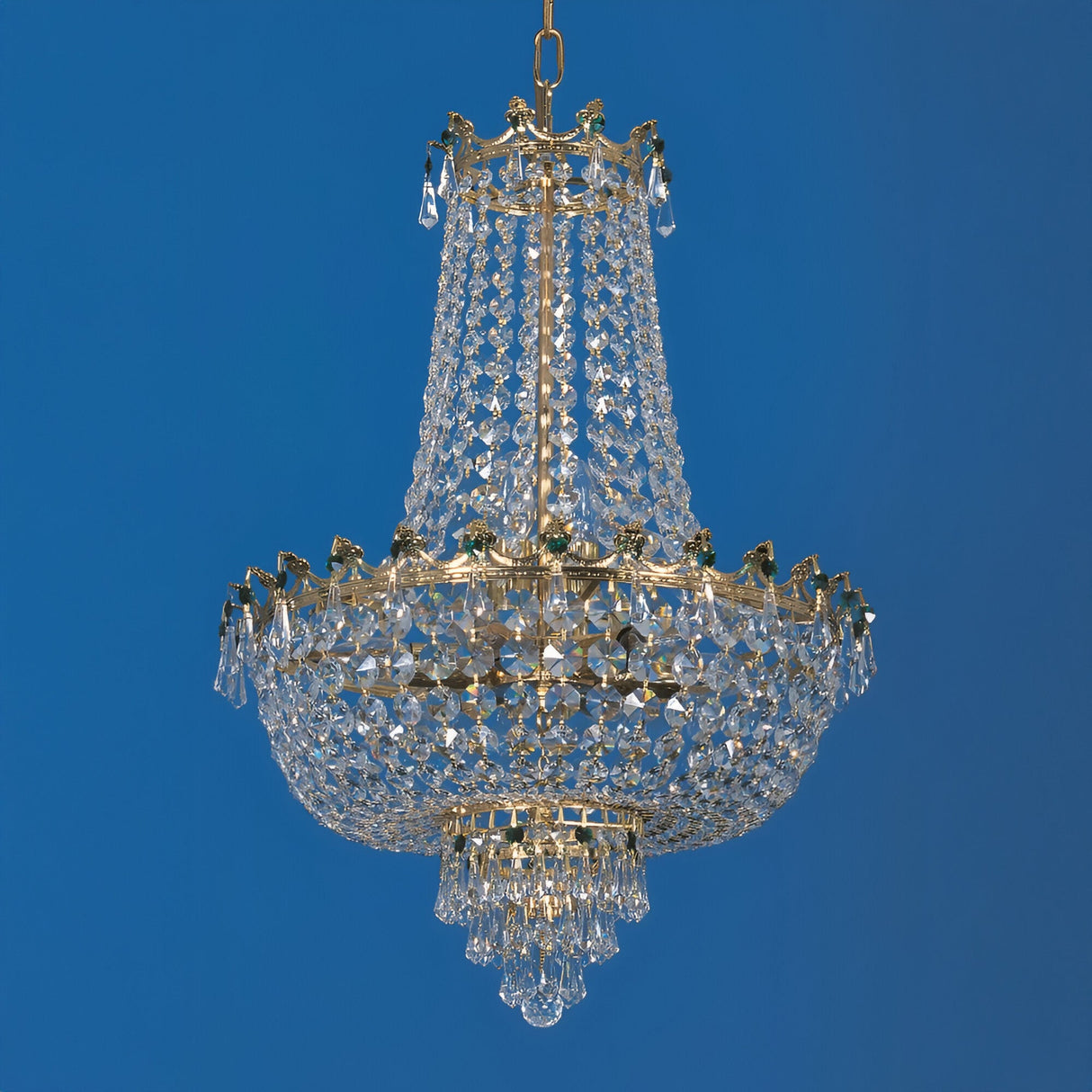 Bayen 8 Light Gold Plated Strass Lead Crystal Chandelier - Gold