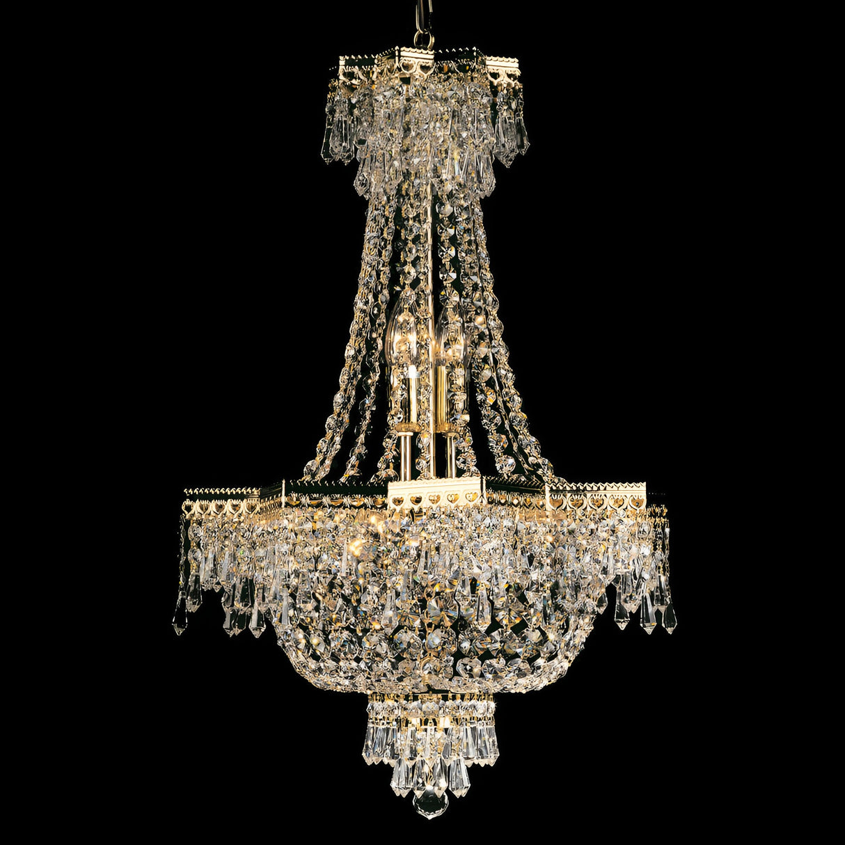 Nova 5 Light Gold Plated Strass Lead Crystal Chandelier - Gold