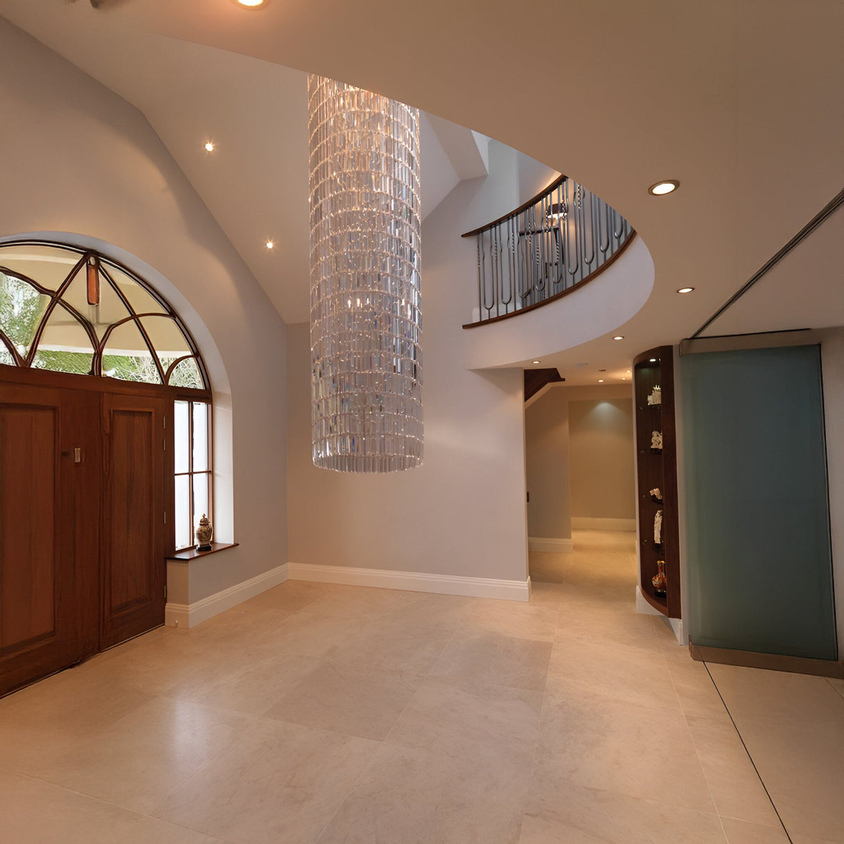 Luminique 3 Light Cascade Crystal Flush Chandelier - Chrome