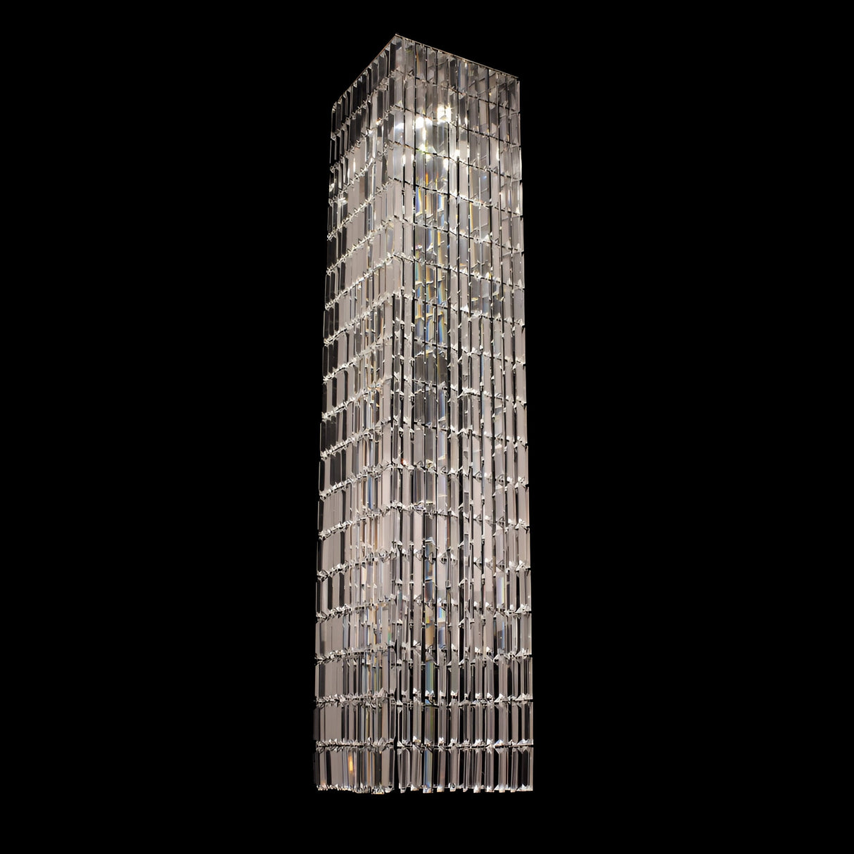 Luminique 4 Light Cascade Square Crystal Flush Chandelier - Chrome
