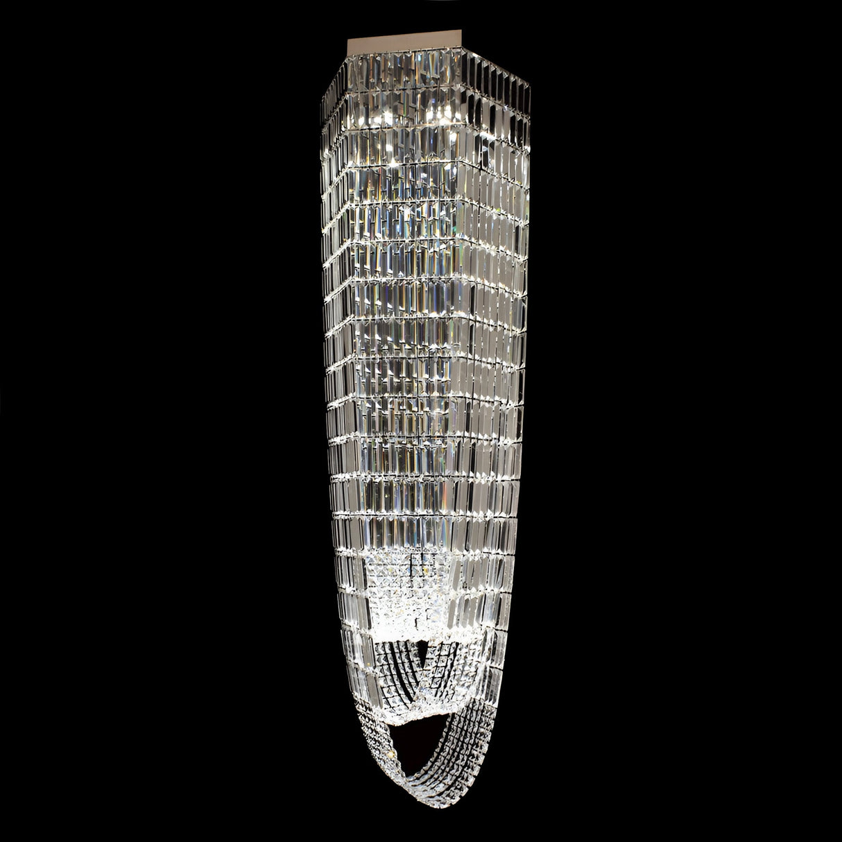 Luminique 6 Light Crystal Cascade Flush Chandelier - Chrome
