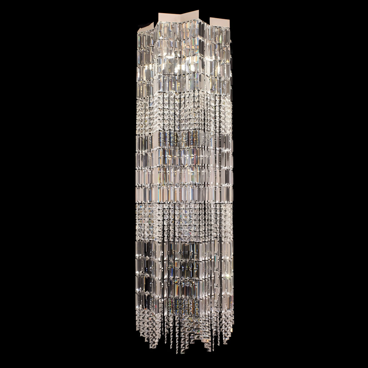 Luminique 4 Light Cascade Angular Crystal Flush Chandelier - Chrome
