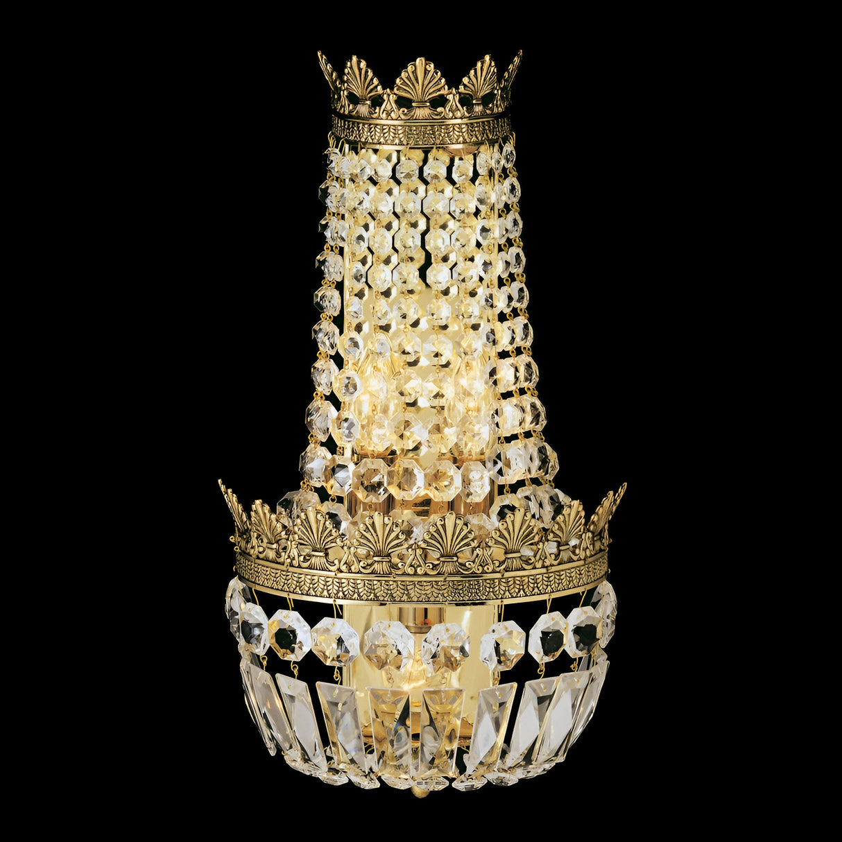 Elbra 3 Light Crystal Wall Light - Antique Brass