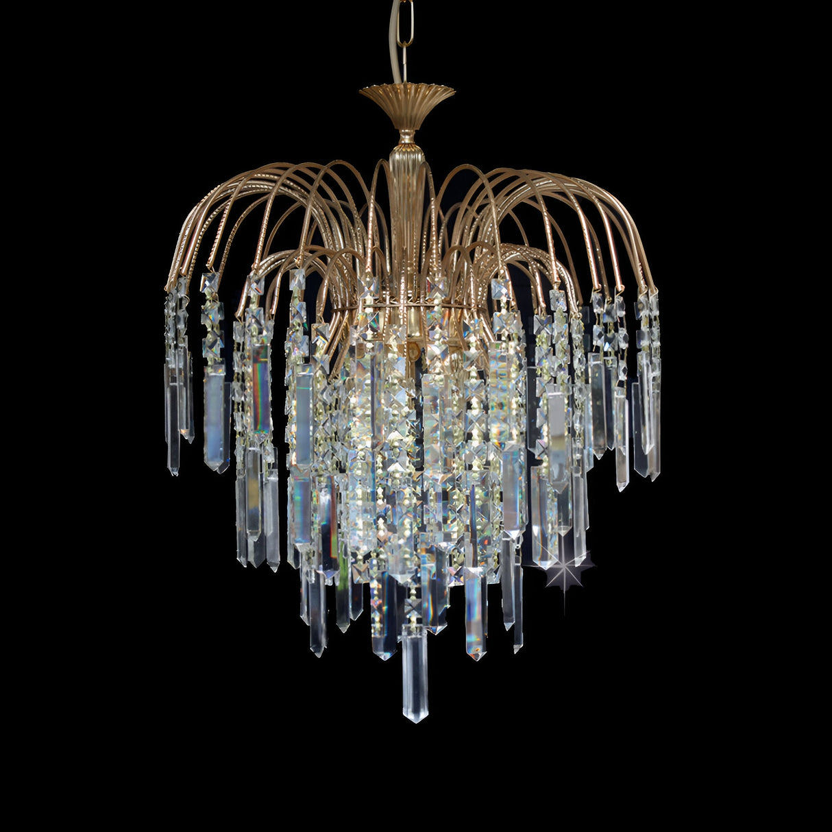 Streamlight 3 Light Small Strass Crystal Dewfall Chandelier - Gold