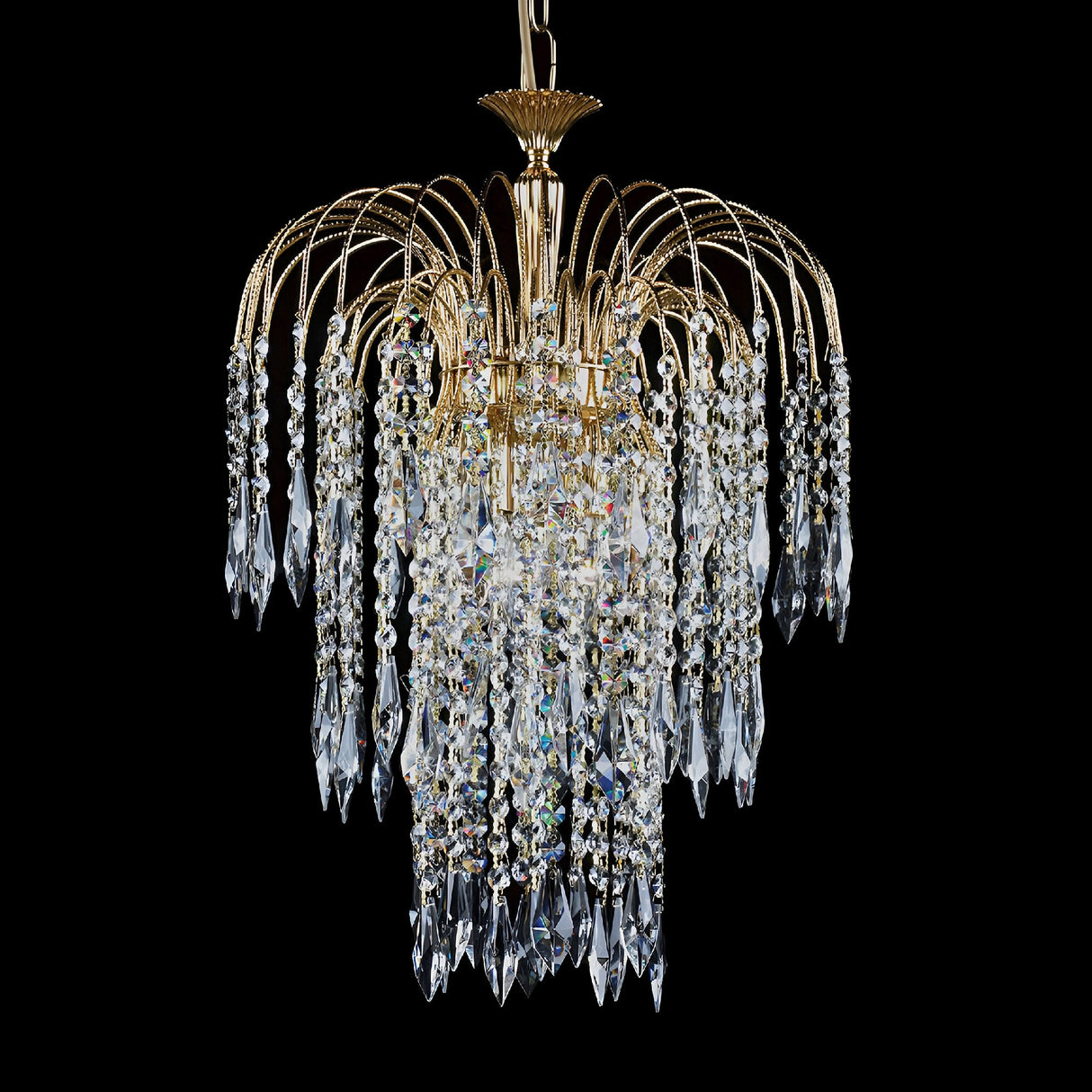 Streamlight 3 Light Large Strass Crystal Chandelier - Gold
