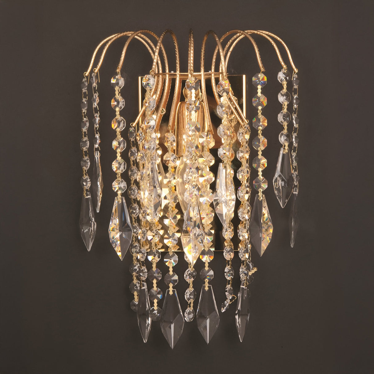 Streamlight 1 Light Large Strass Crystal Wall Light - Gold