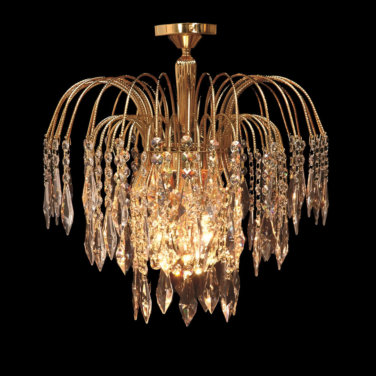 Streamlight 1 Light Large Strass Strass Crystal Flush Light - Gold