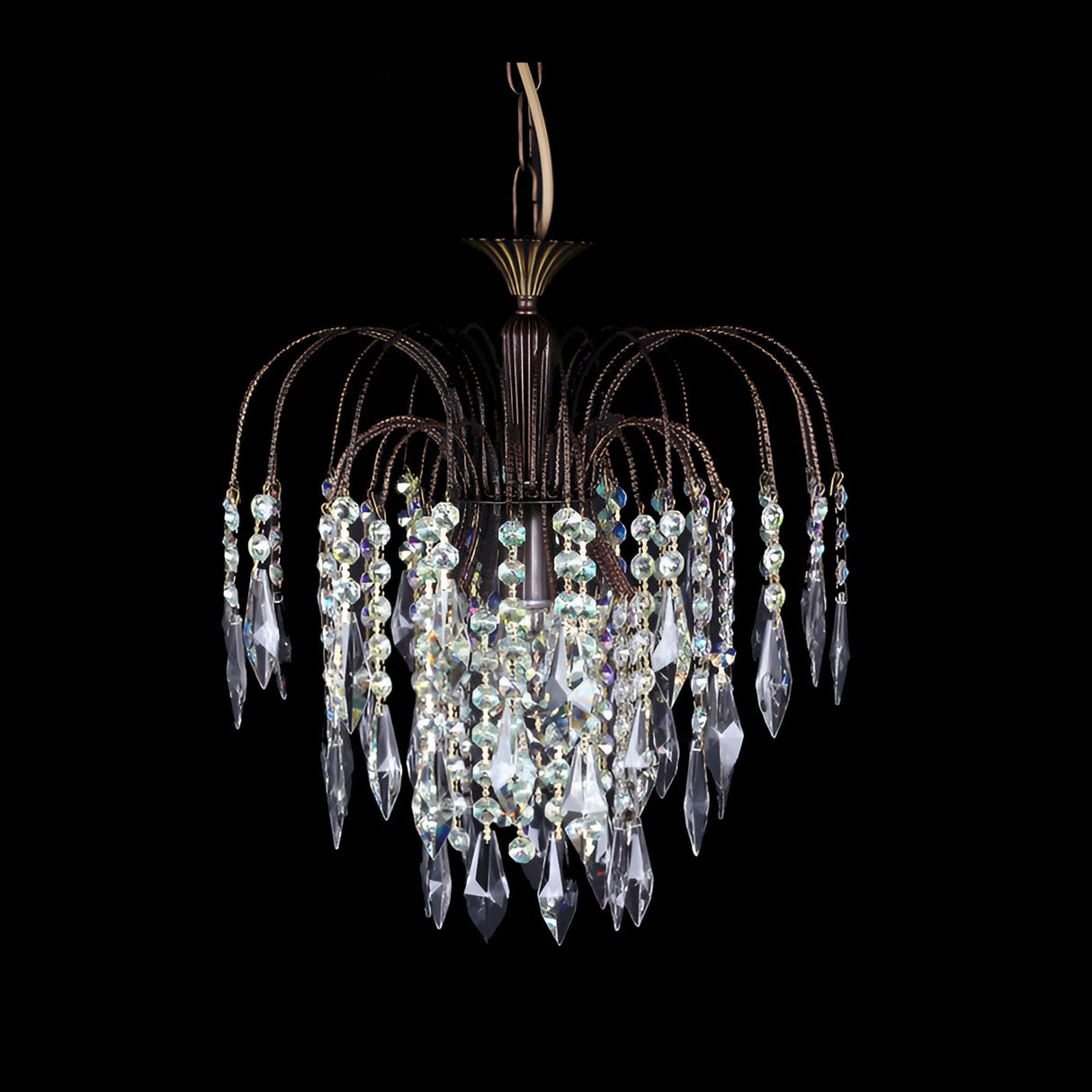 Streamlight 1 Light Strass Rainbow Crystal Chandelier - Antique Brass