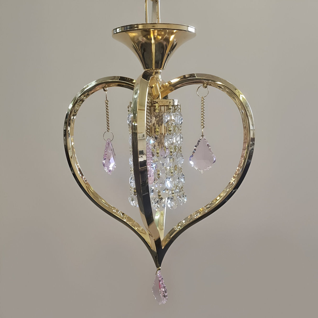 Valora 1 Light Swarovski Crystal Heart Pendant Light - Gold
