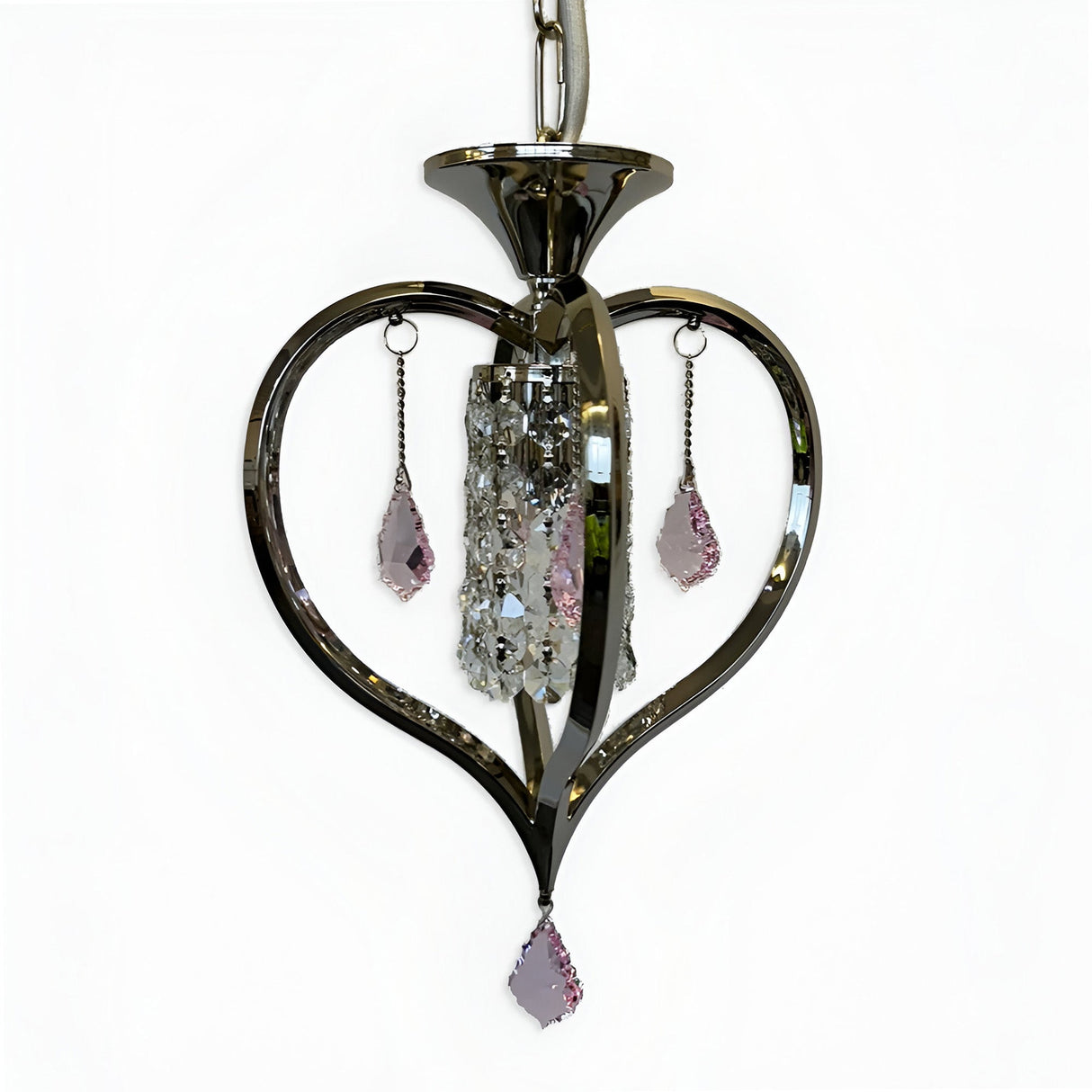 Valora 1 Light Swarovski Crystal Heart Pendant Light - Nickel