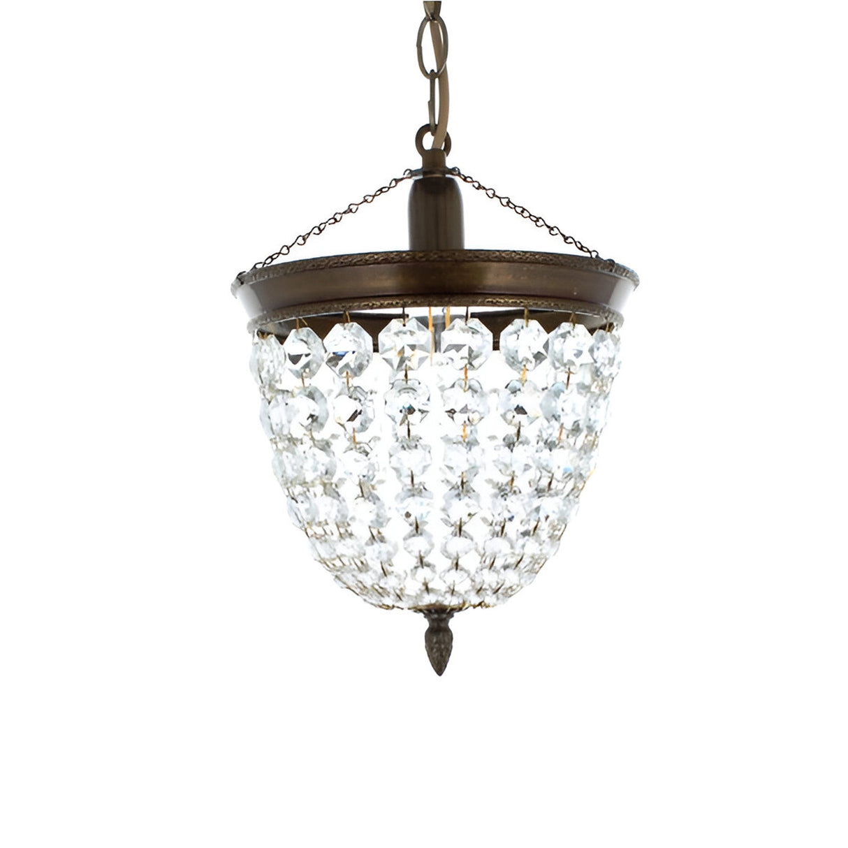 Beamline 1 Light Lead Crystal Pendant Light - Antique Brass