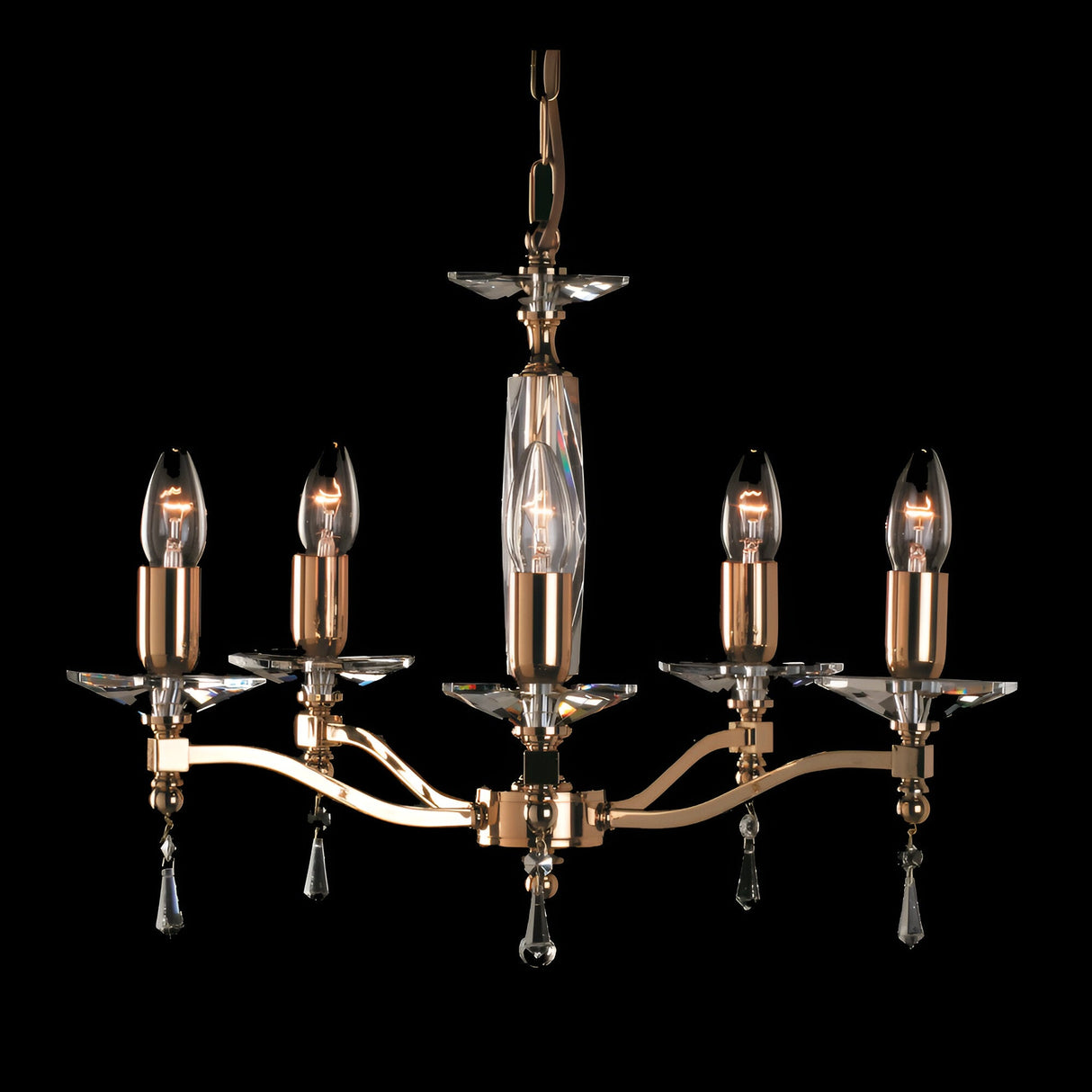 Toulix 5 Light Optical Glass & Strass Crystal Chandelier - Gold