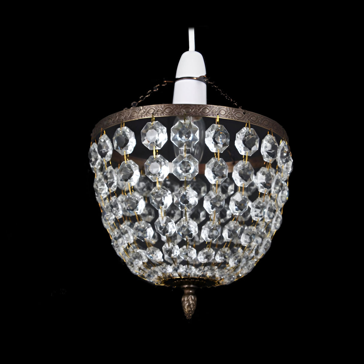 Kielen 1 Light Crystal Pendant Light - Antique Brass