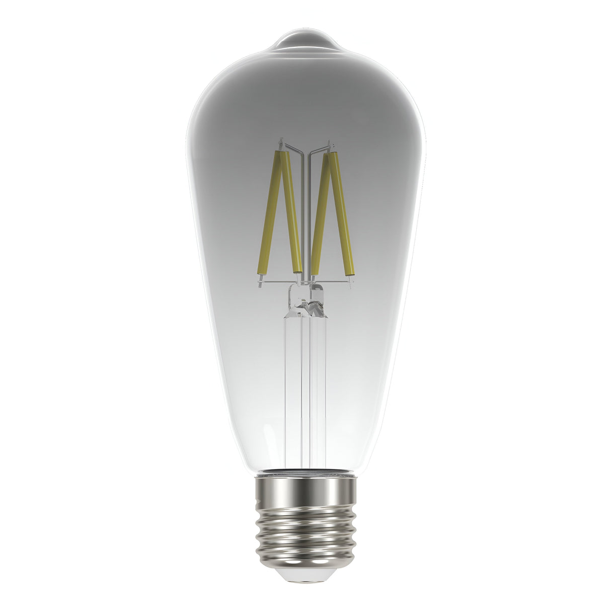The Energizer 4W Dimmable LED ST64 Filament Bulb offers a vintage-style design with a smokey, teardrop-shaped glass enclosure. It features a dimmable function, an E27 silver screw base, and houses a zigzag filament pattern that emits cool white light at 4000K, adding classic charm to any space.