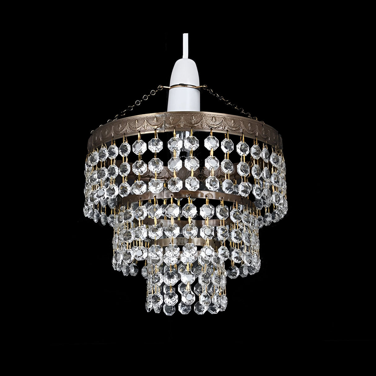 Kielen 1 Light 3-Tier Crystal Chandelier - Antique Brass