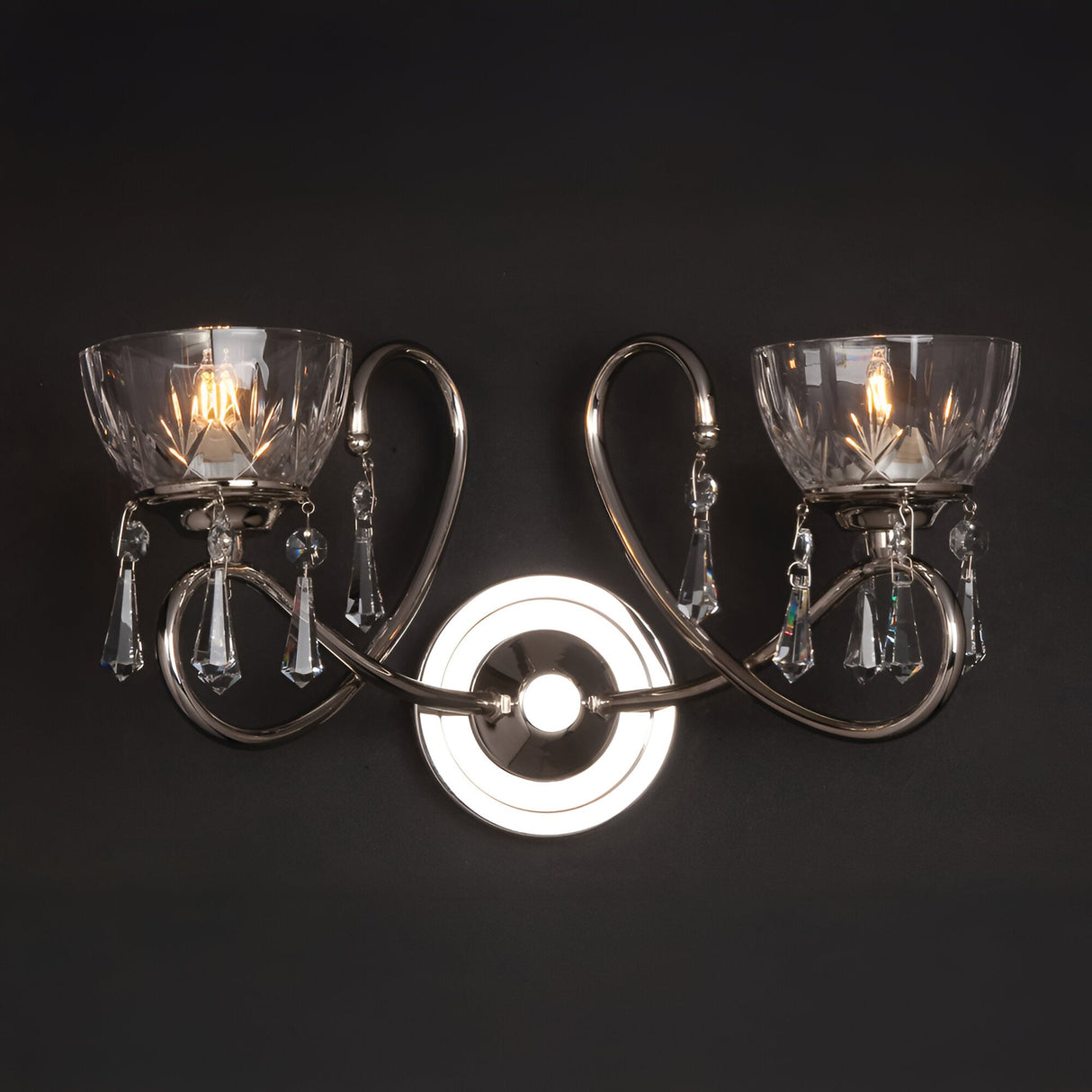 Virella 2 Light Optical Glass Wall Light - Gold