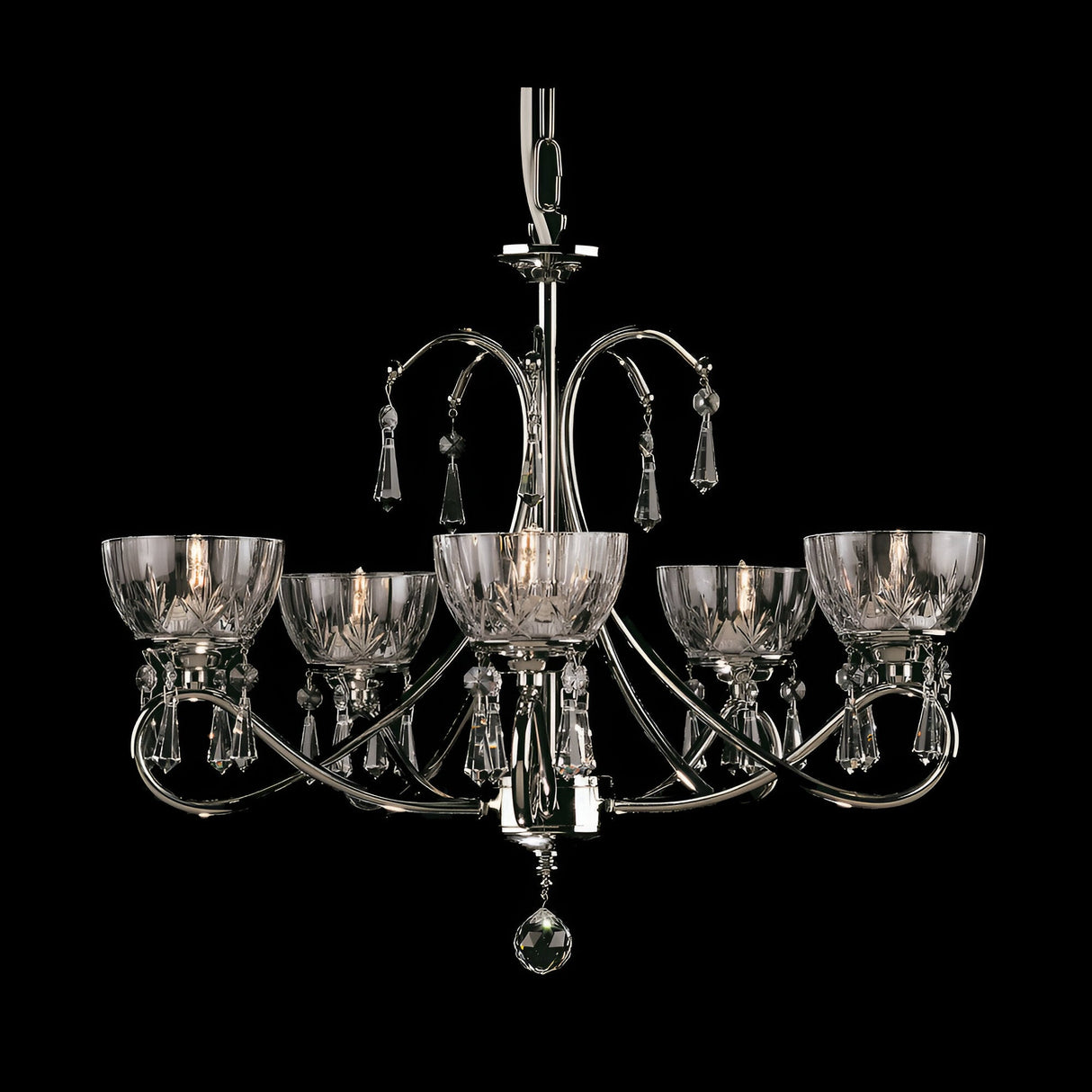 Virella 5 Light Optical Glass & Lead Crystal Chandelier - Nickel