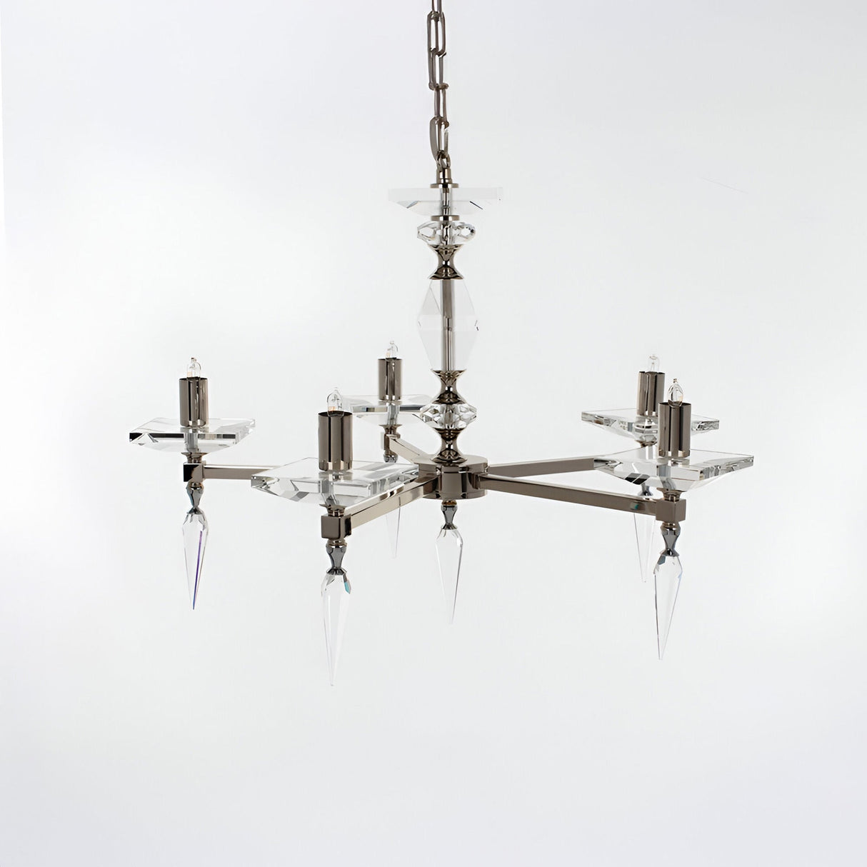 Sorrelle 5 Light Optical Glass Chandelier - Nickel