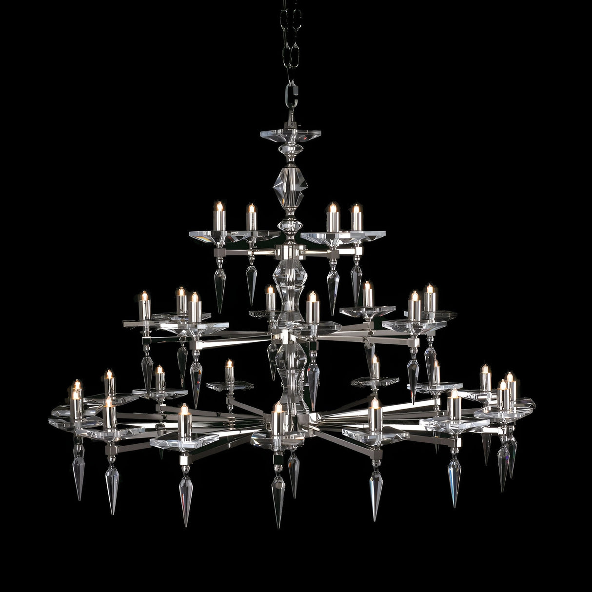 Sorrelle 28 Light Optical Glass Chandelier - Nickel