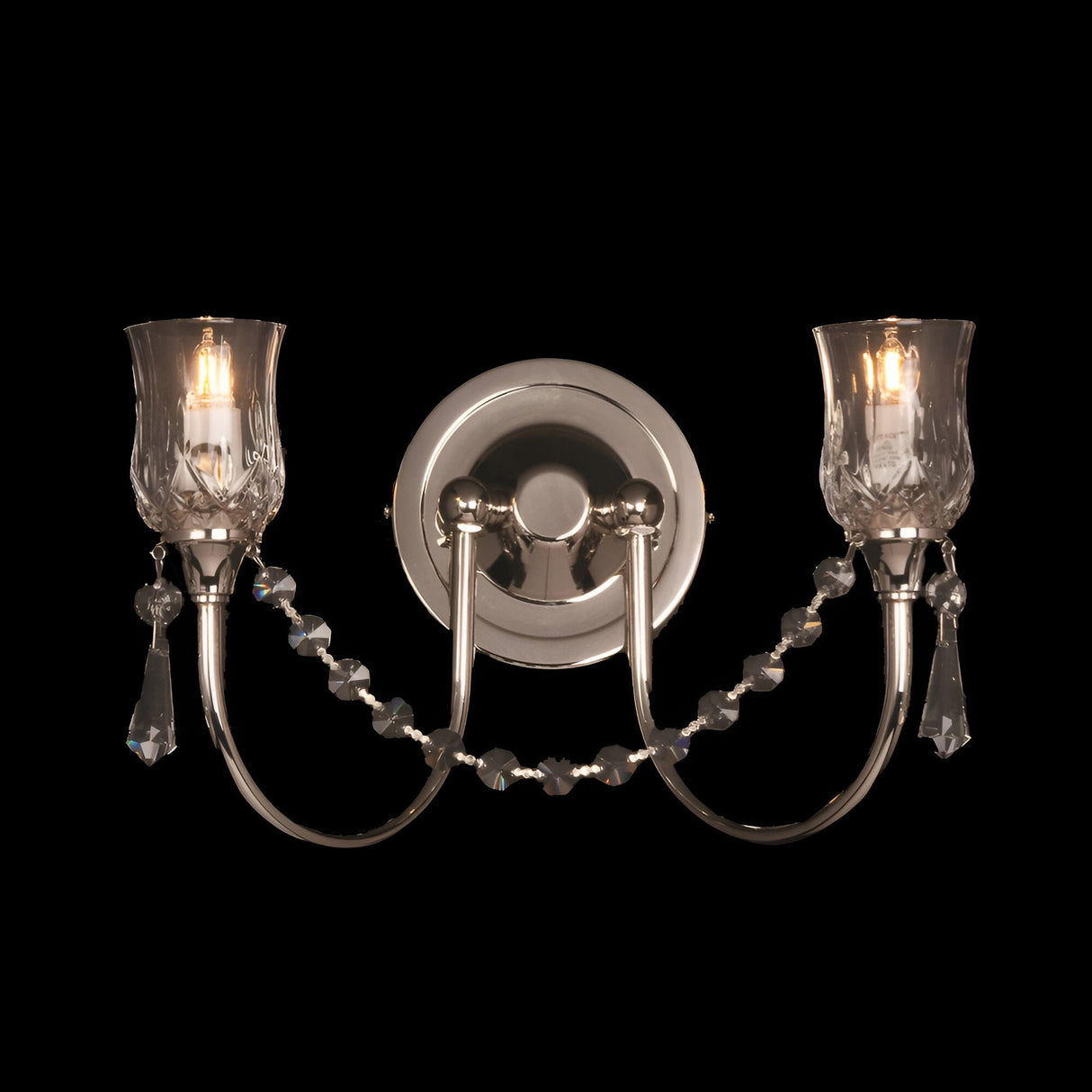 Petala 2 Light Strass Lead Crystal Wall Light - Nickel