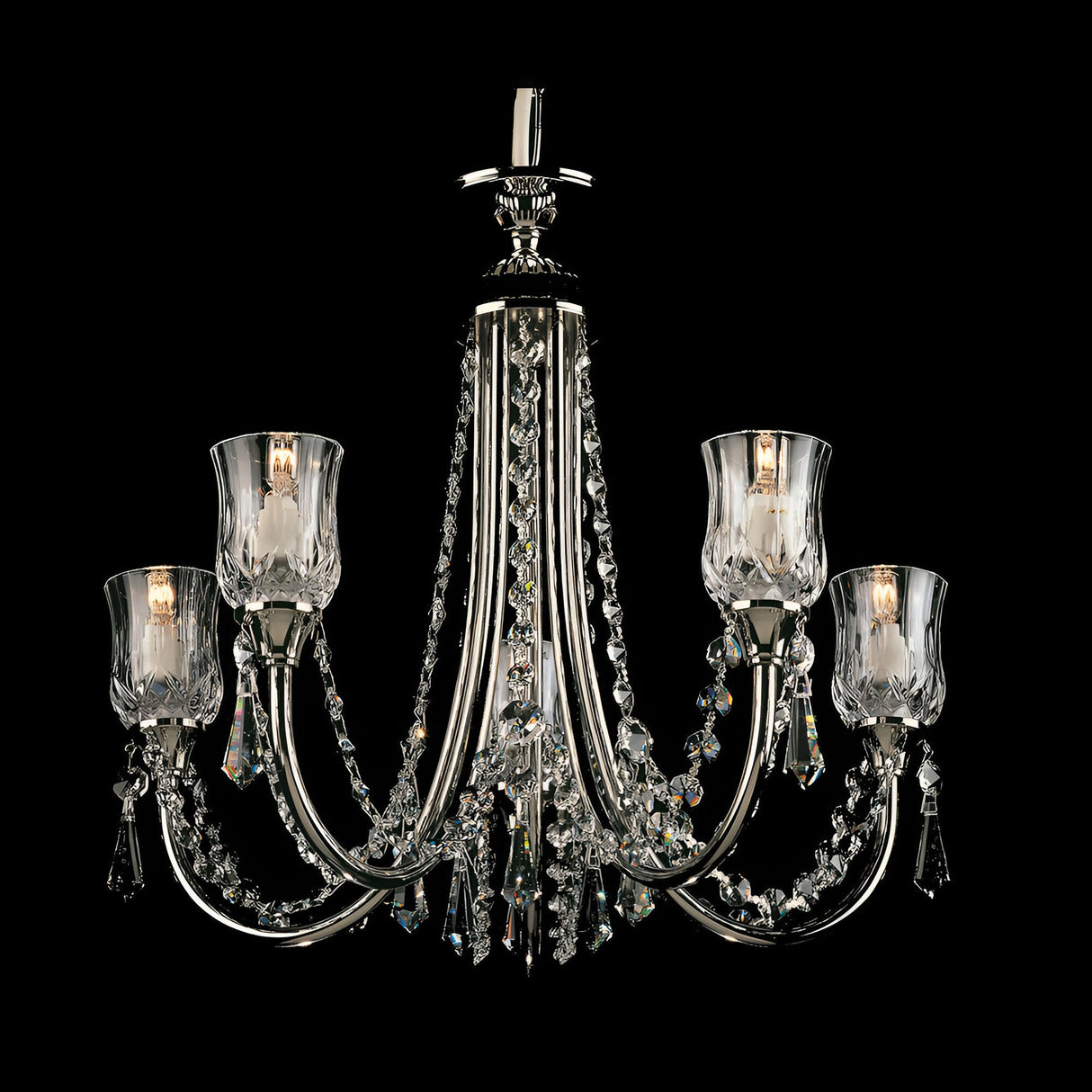 Petala 5 Light Strass Lead Crystal Chandelier - Nickel