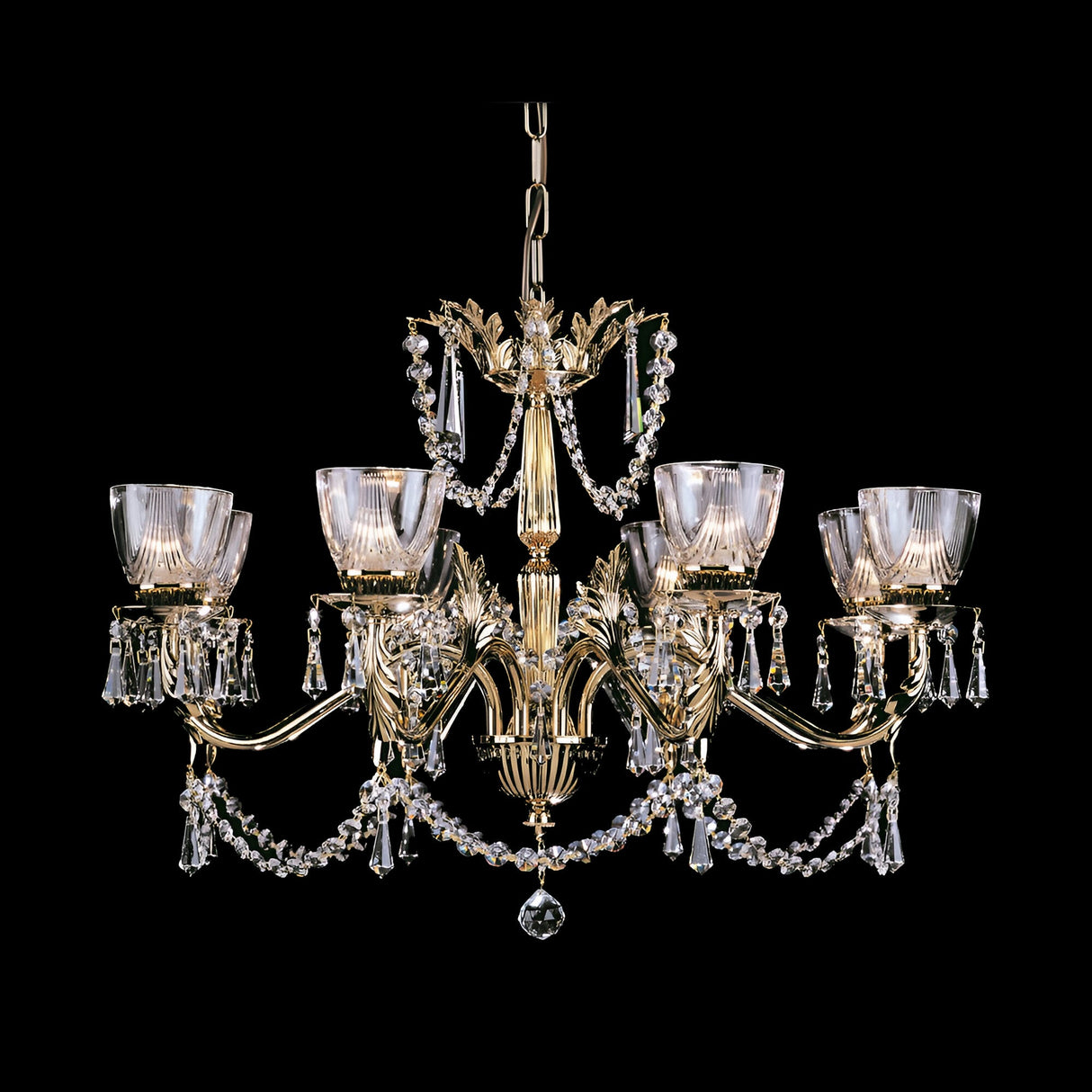 Livenza 8 Light Lead Strass Crystal Chandelier - Gold
