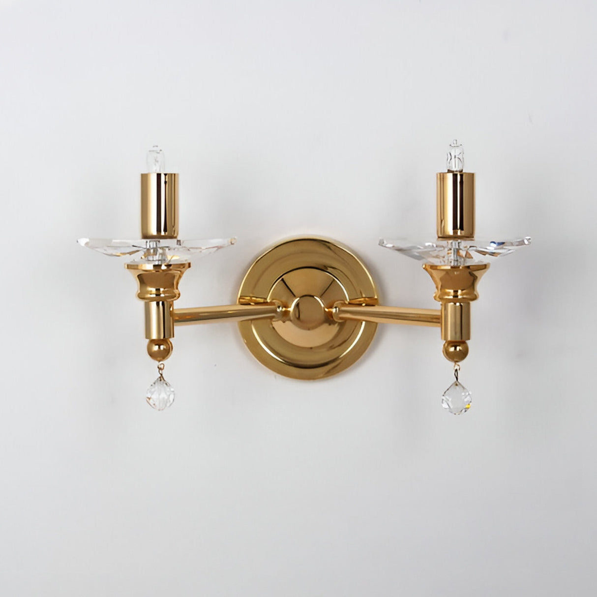 Samero 2 Light Optical Glass Wall Light - Gold