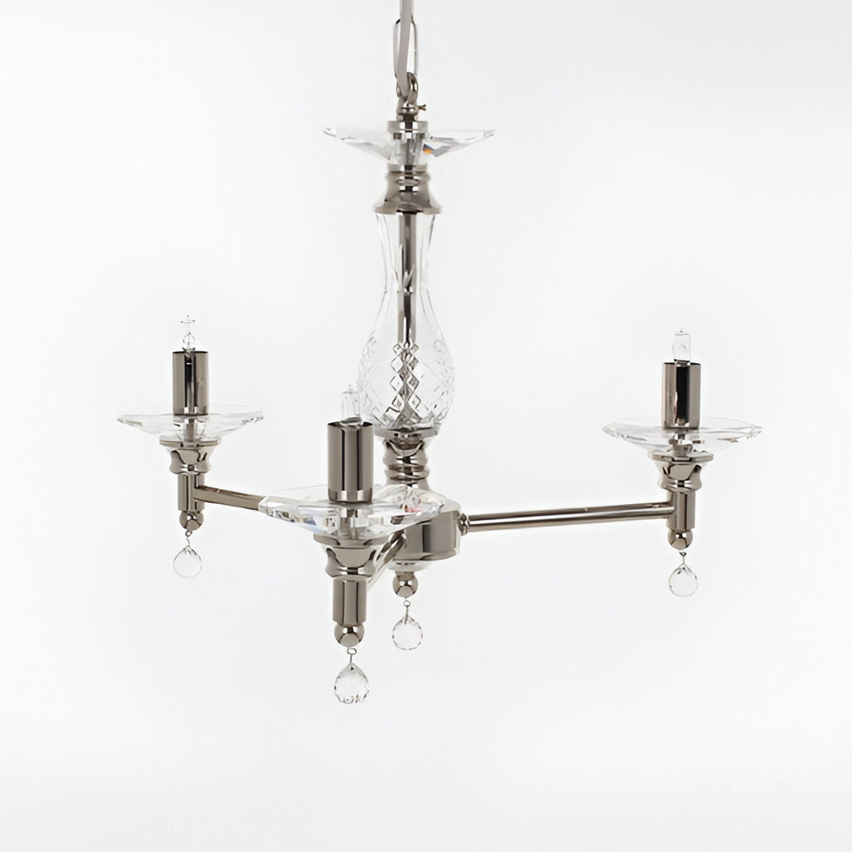 Samero 3 Light Optical Glass Chandelier - Nickel