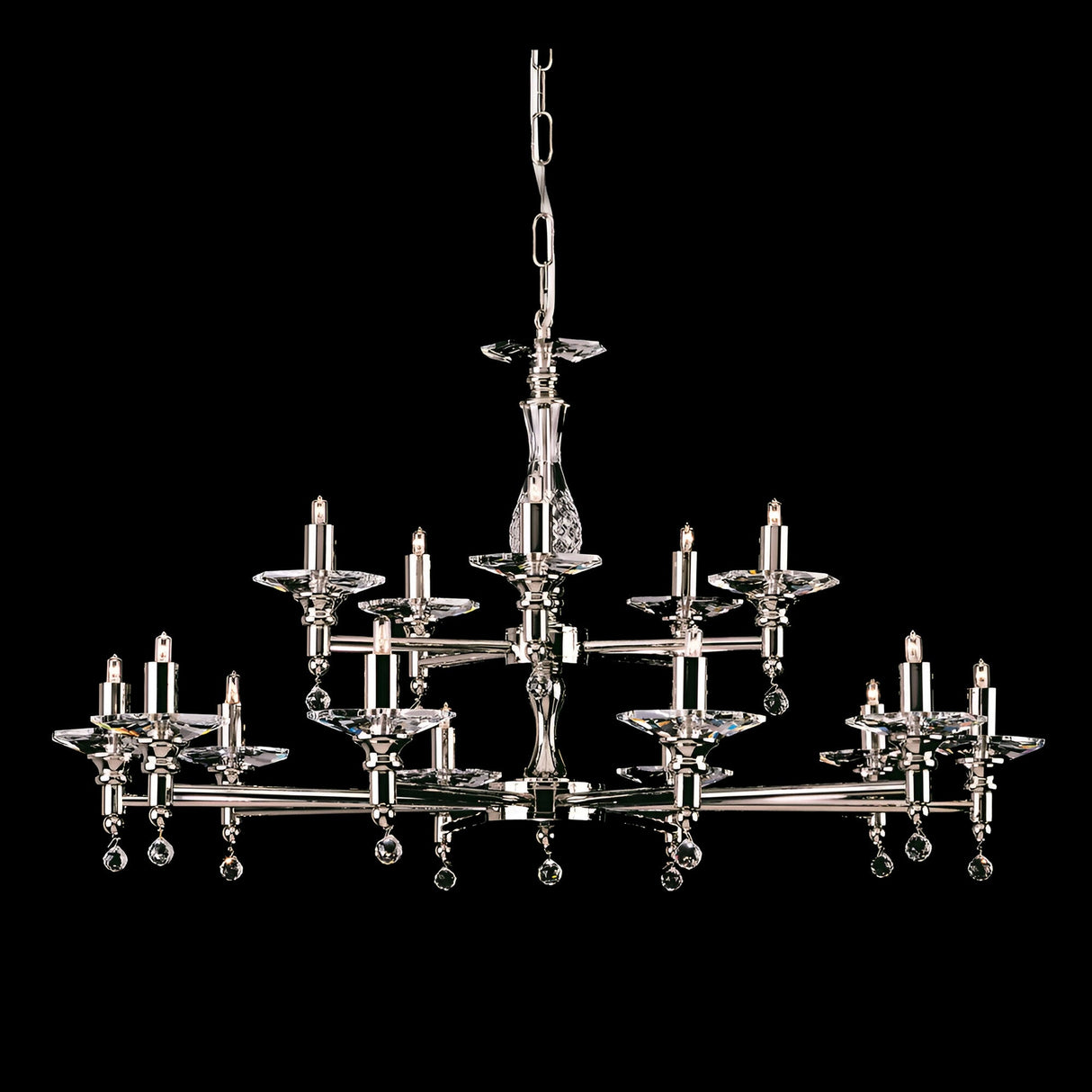 Samero 15 Light Optical Glass Chandelier - Nickel