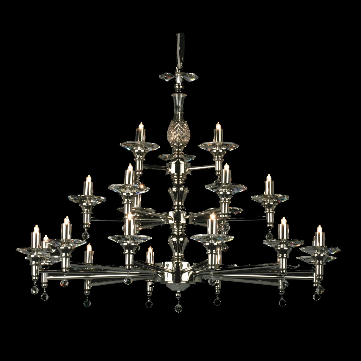 Samero 21 Light Optical Glass Chandelier - Nickel