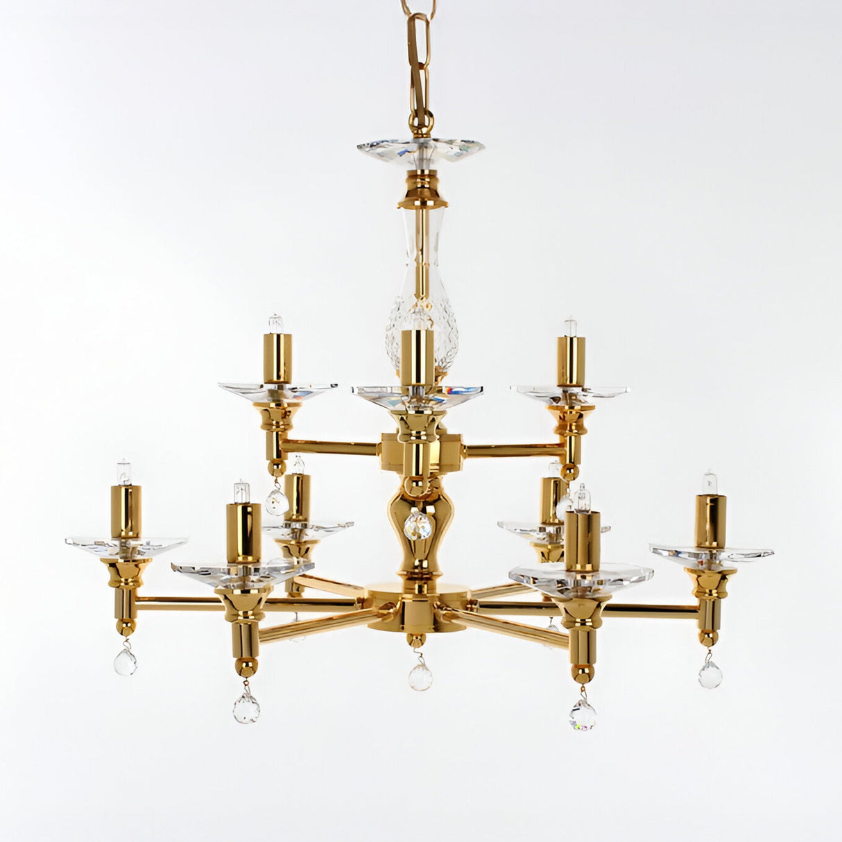 Samero 9 Light Optical Glass Chandelier - Gold