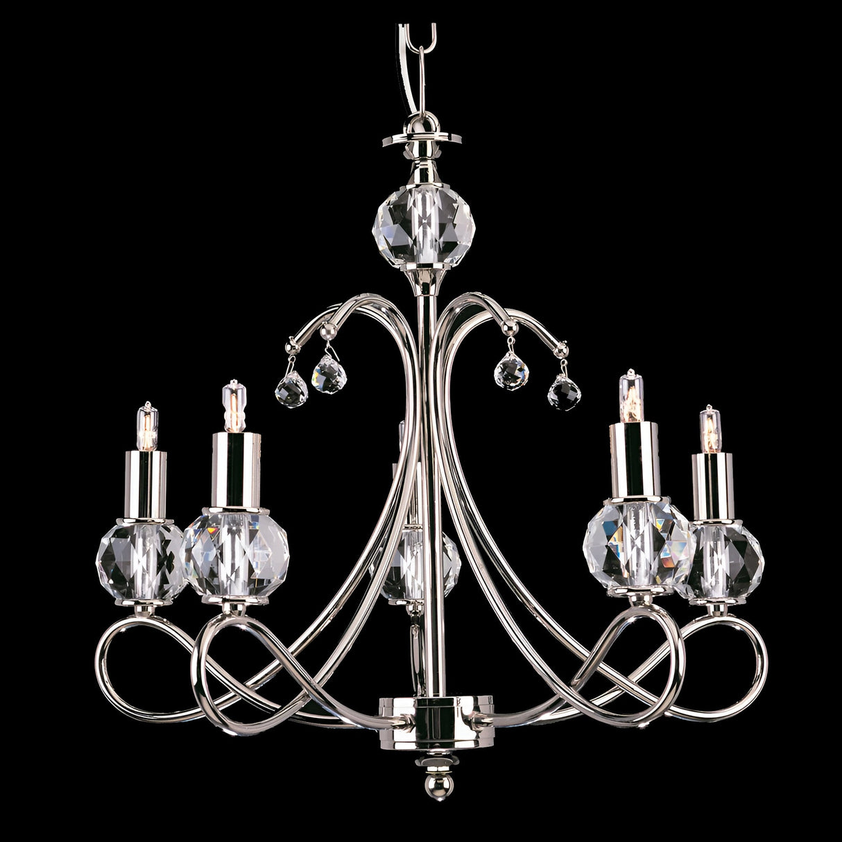 Novelle 5 Light Crystal Chandelier - Nickel