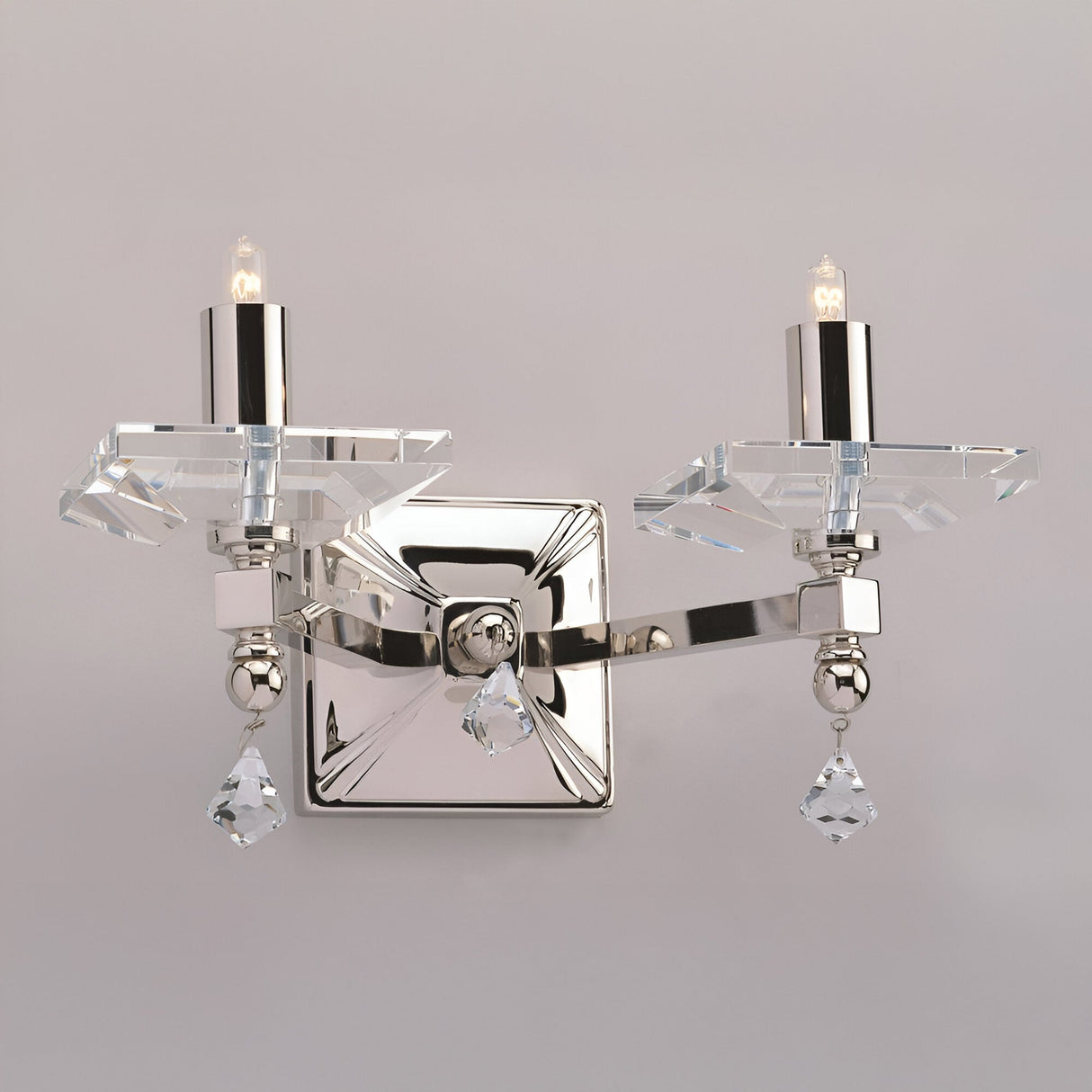 Caelis 2 Light Optical Glass Wall Light - Nickel