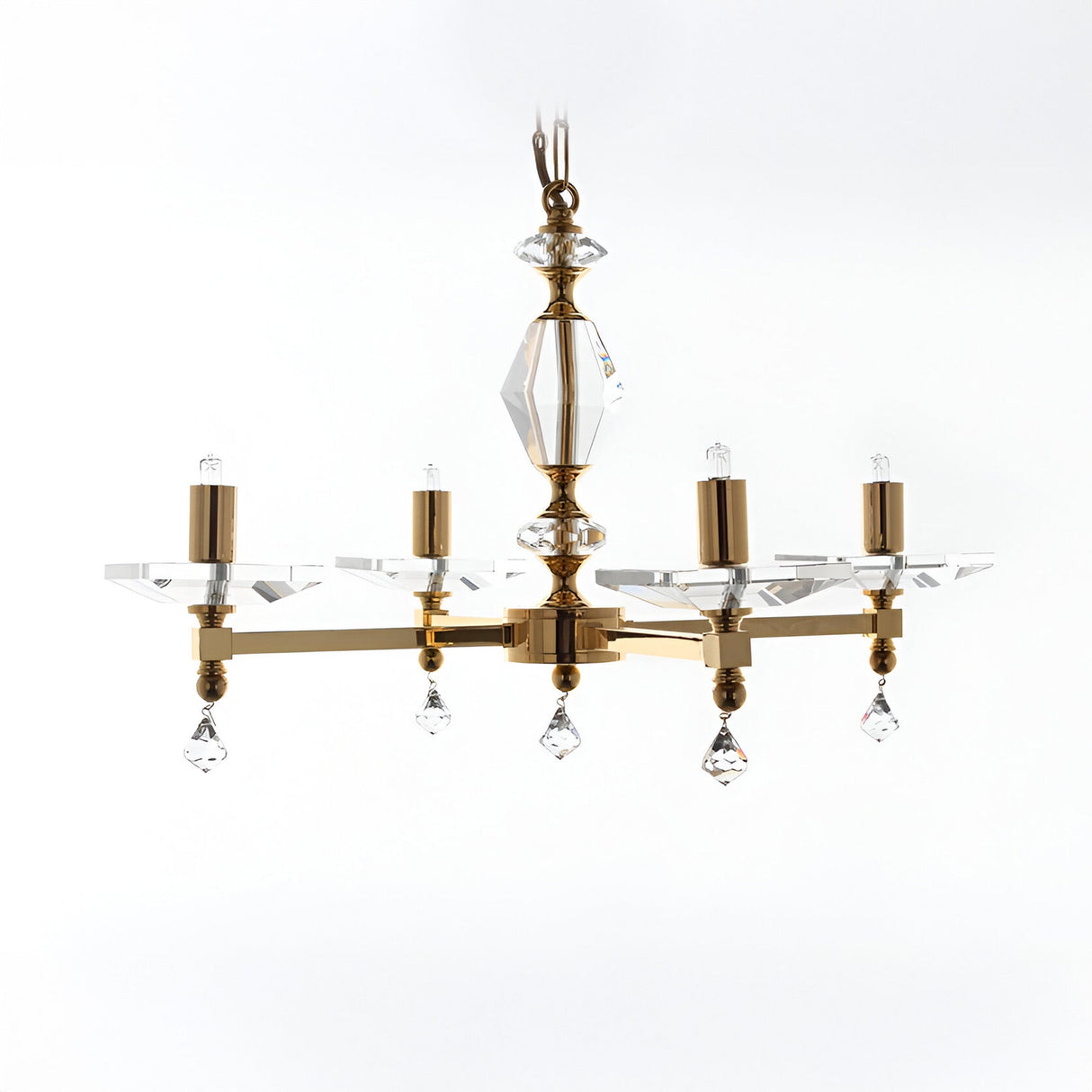 Caelis 4 Light Optical Glass Chandelier - Gold
