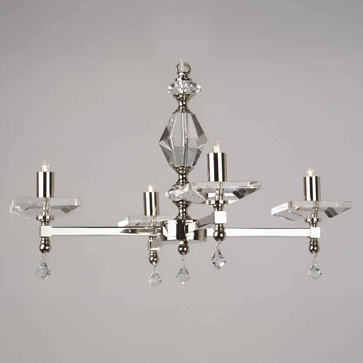 Caelis 4 Light Optical Glass Chandelier - Nickel