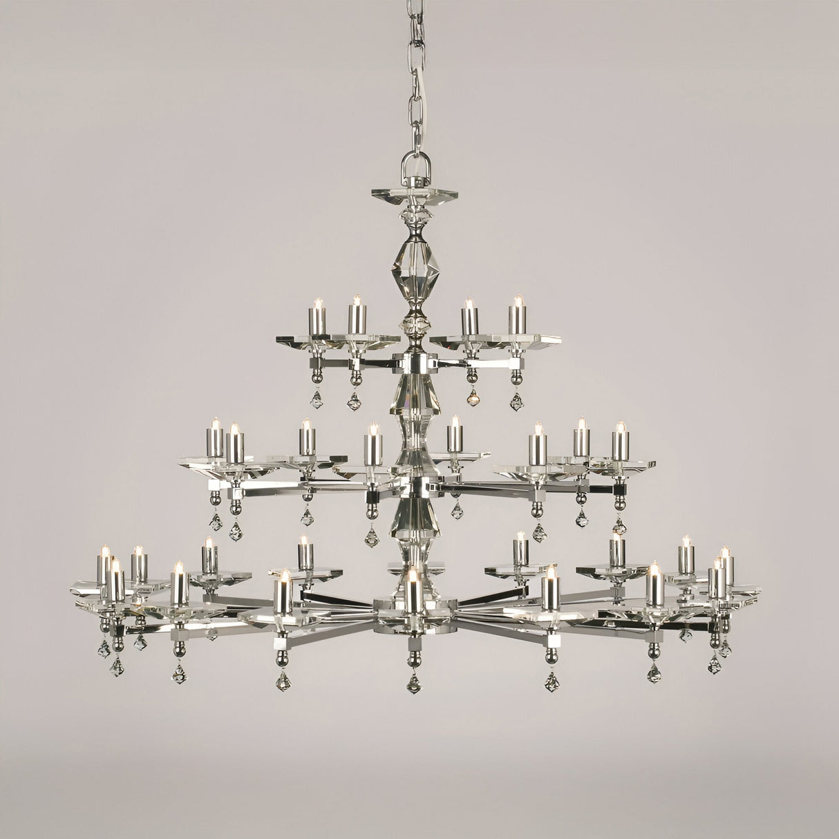 Caelis 28 Light Optical Glass Chandelier - Nickel