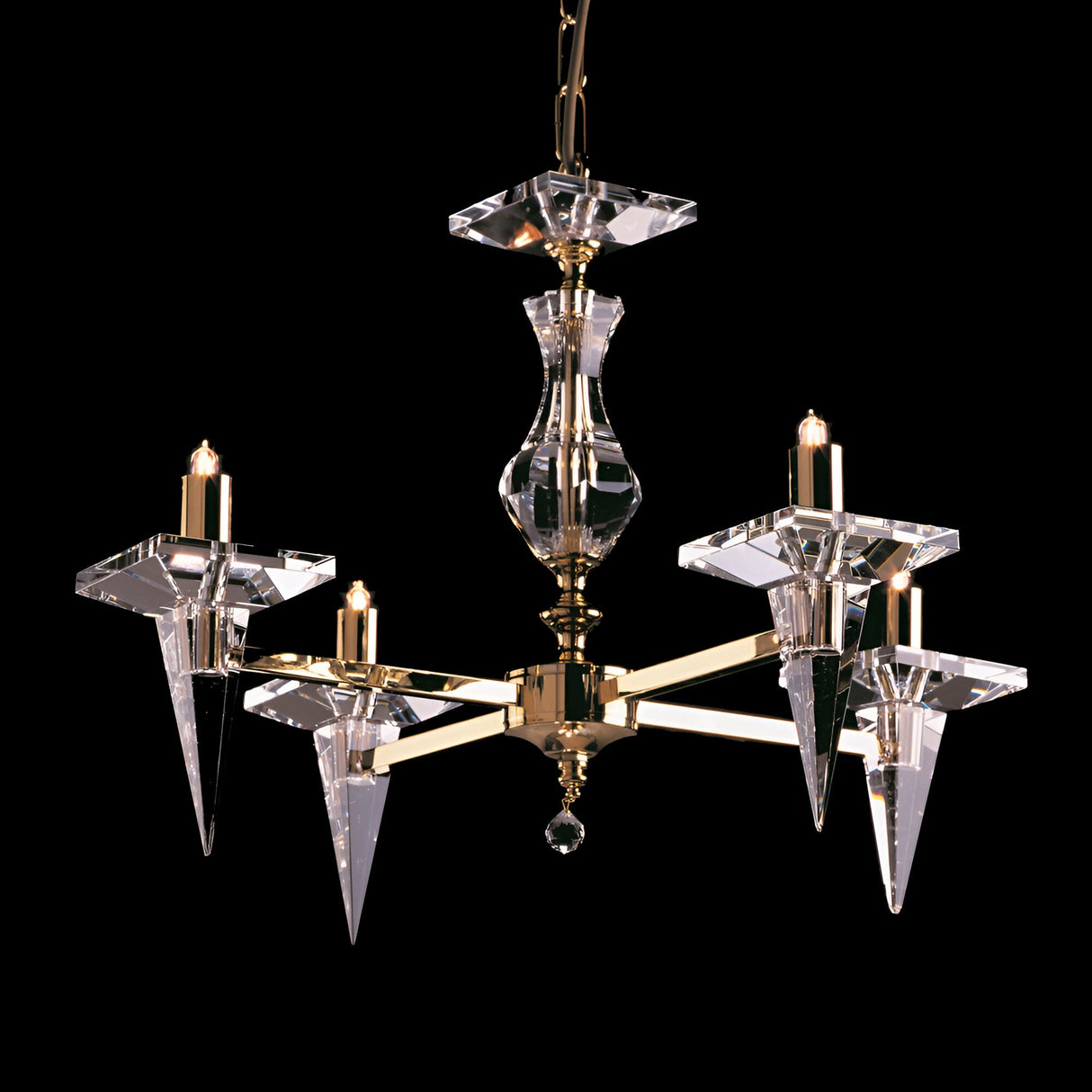 Pessari 4 Light Optical Glass Chandelier - Gold